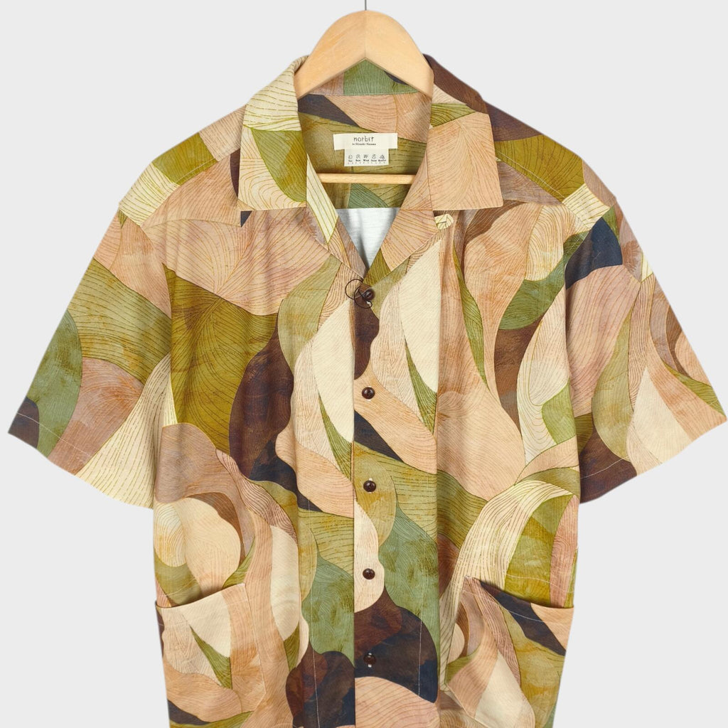 NORBIT BY HIROSHI NOZAWA Men's Leaf Camo Aloha Shirt