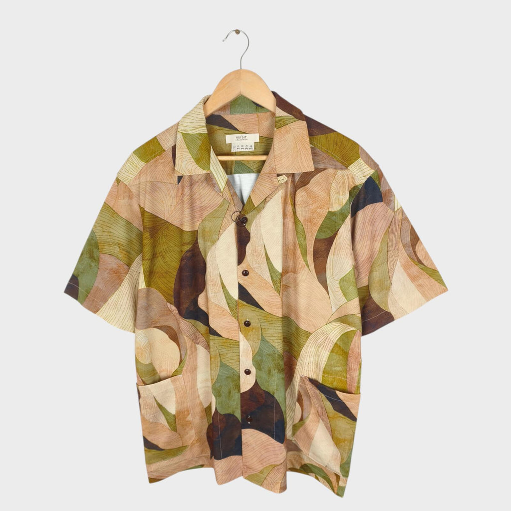NORBIT BY HIROSHI NOZAWA Men's Leaf Camo Aloha Shirt