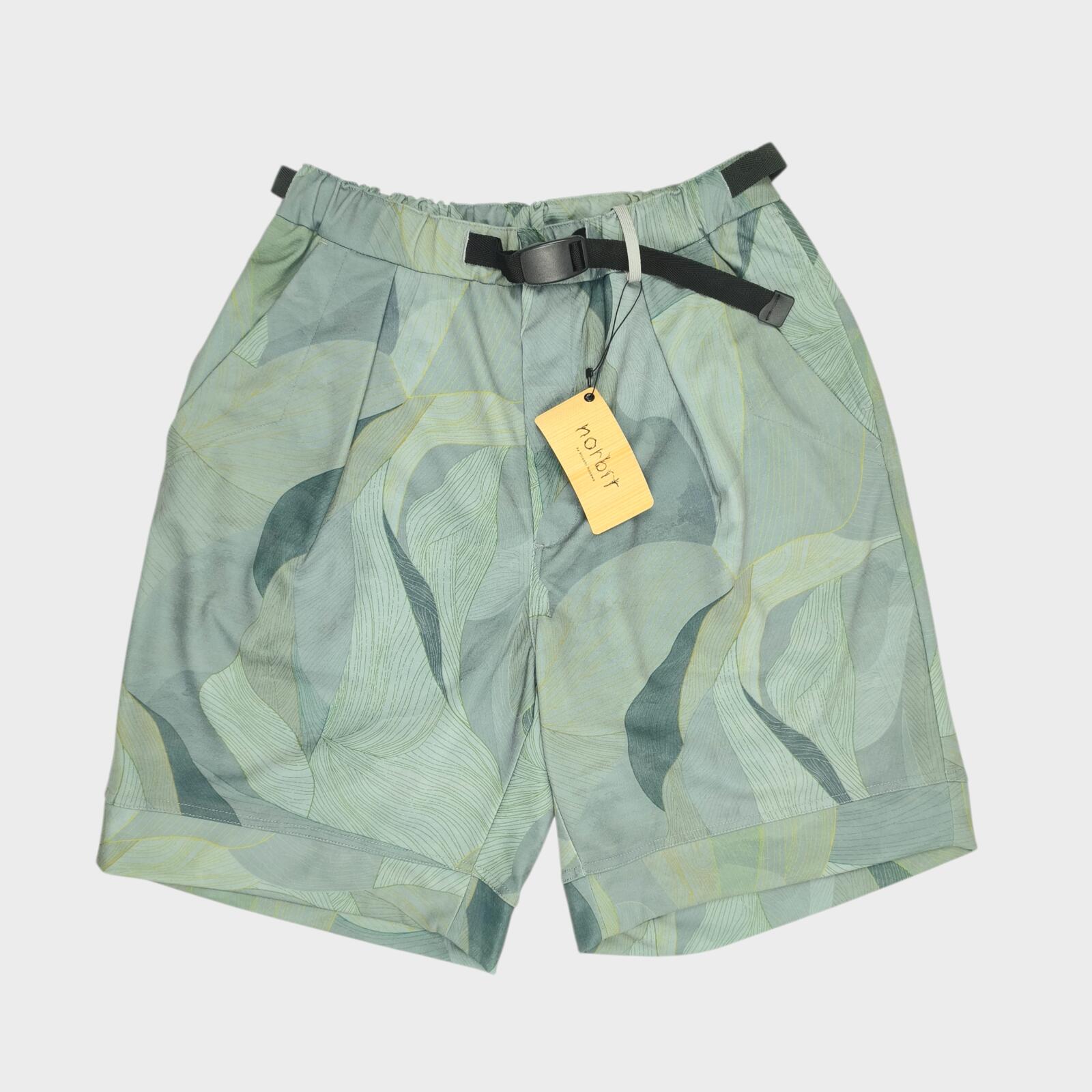 NORBIT BY HIROSHI NOZAWA Men's Grey Art Camo Print Aloha Shorts