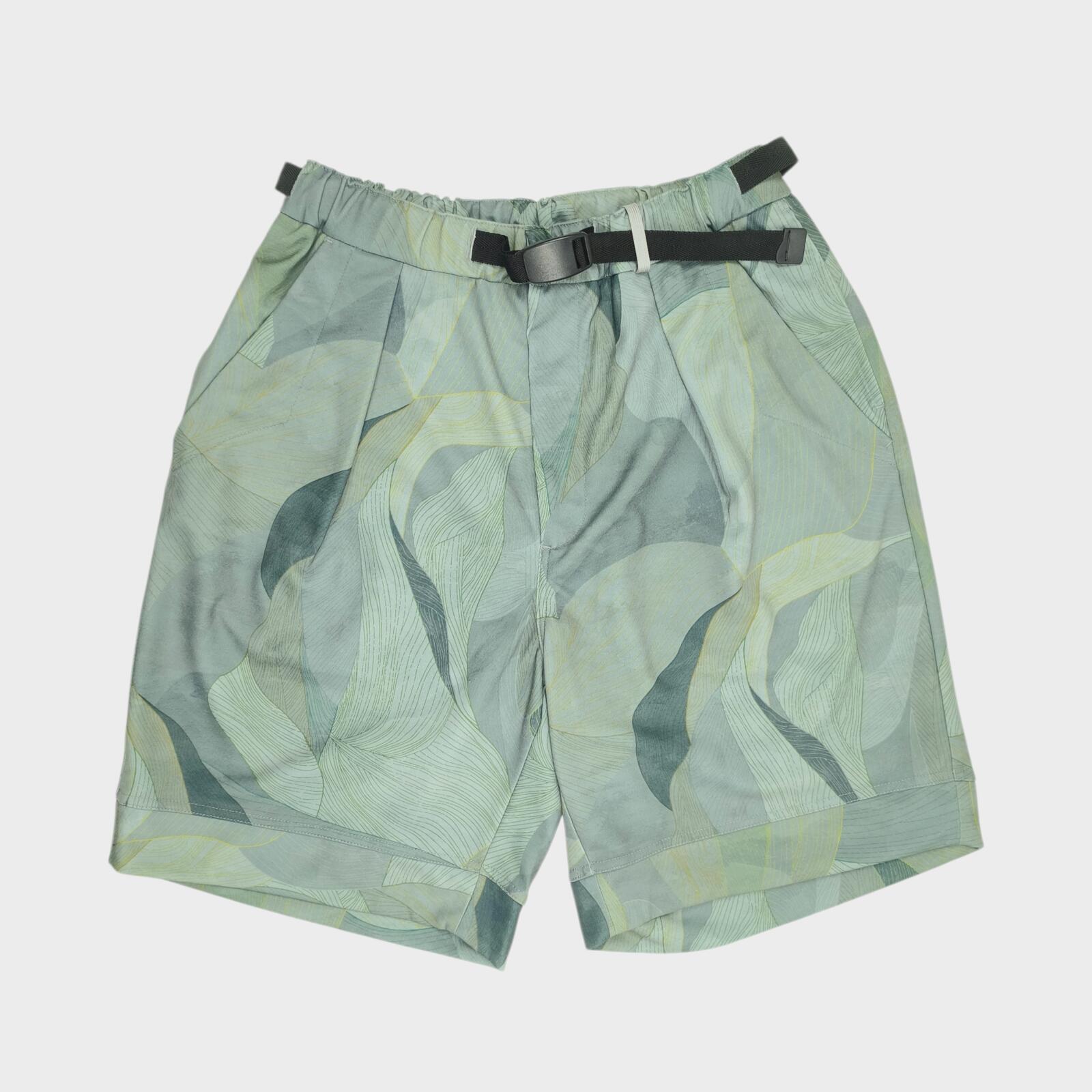 NORBIT BY HIROSHI NOZAWA Men's Grey Art Camo Print Aloha Shorts