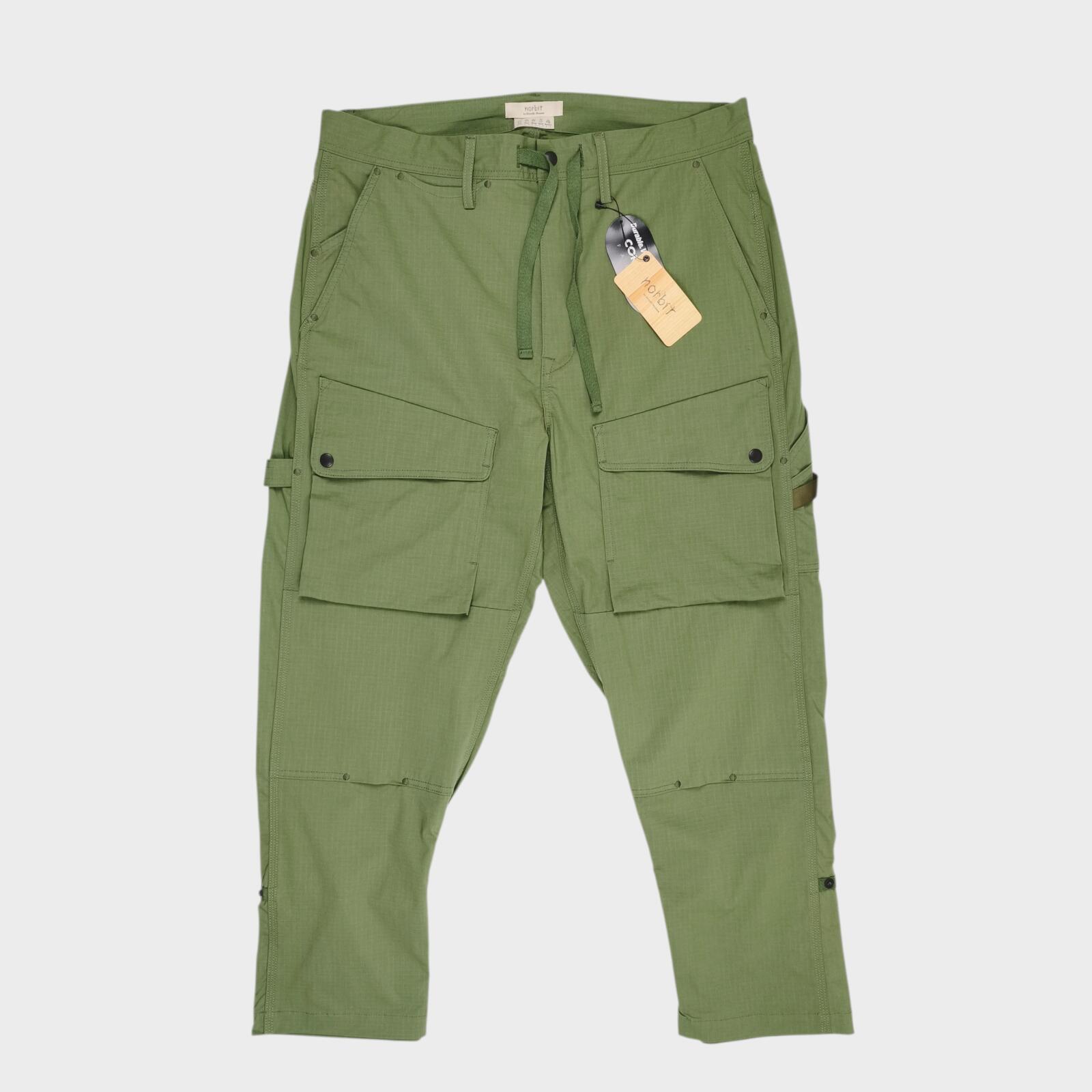 NORBIT BY HIROSHI NOZAWA Men's Olive Green Light Lip Camper's Cargo Trousers