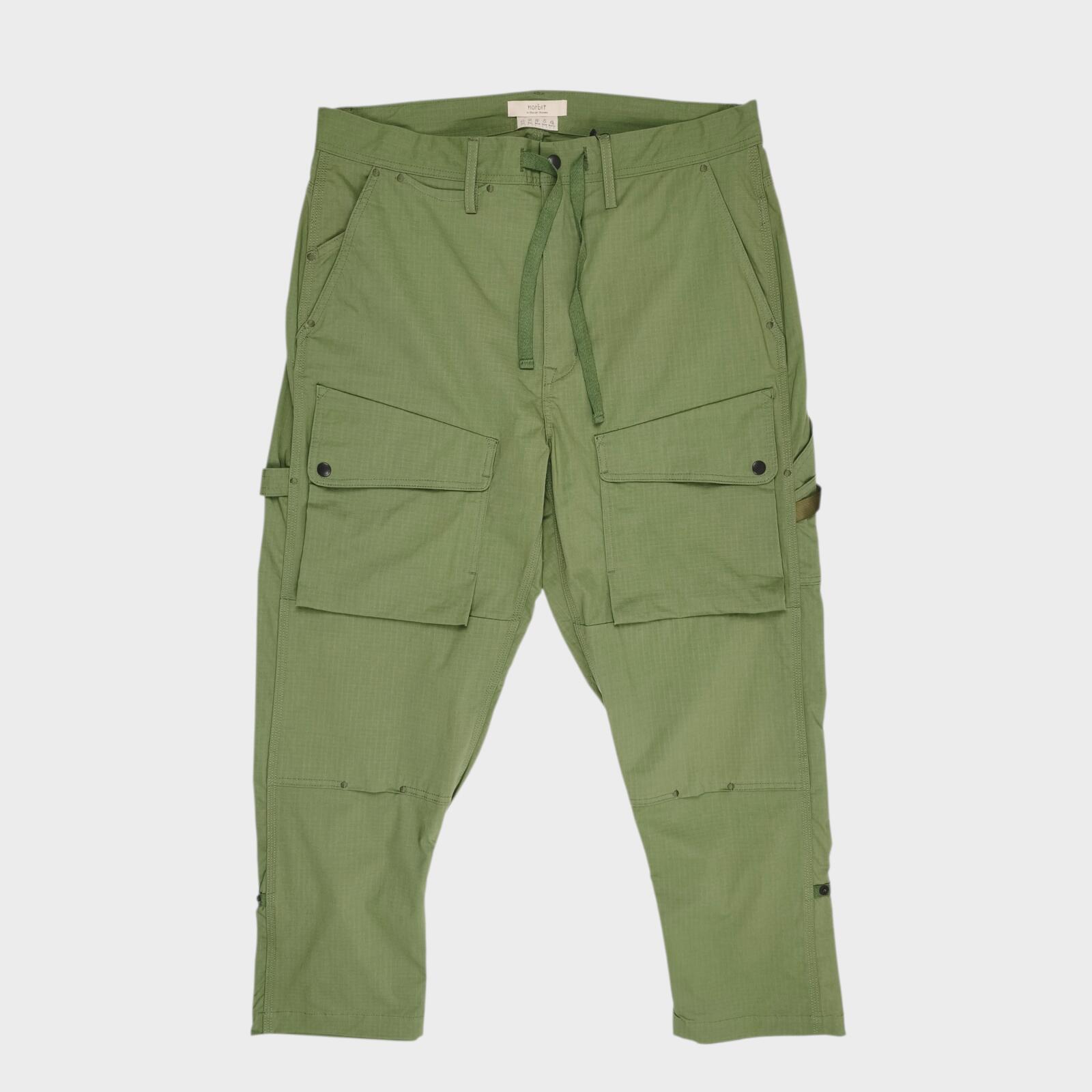 NORBIT BY HIROSHI NOZAWA Men's Olive Green Light Lip Camper's Cargo Trousers