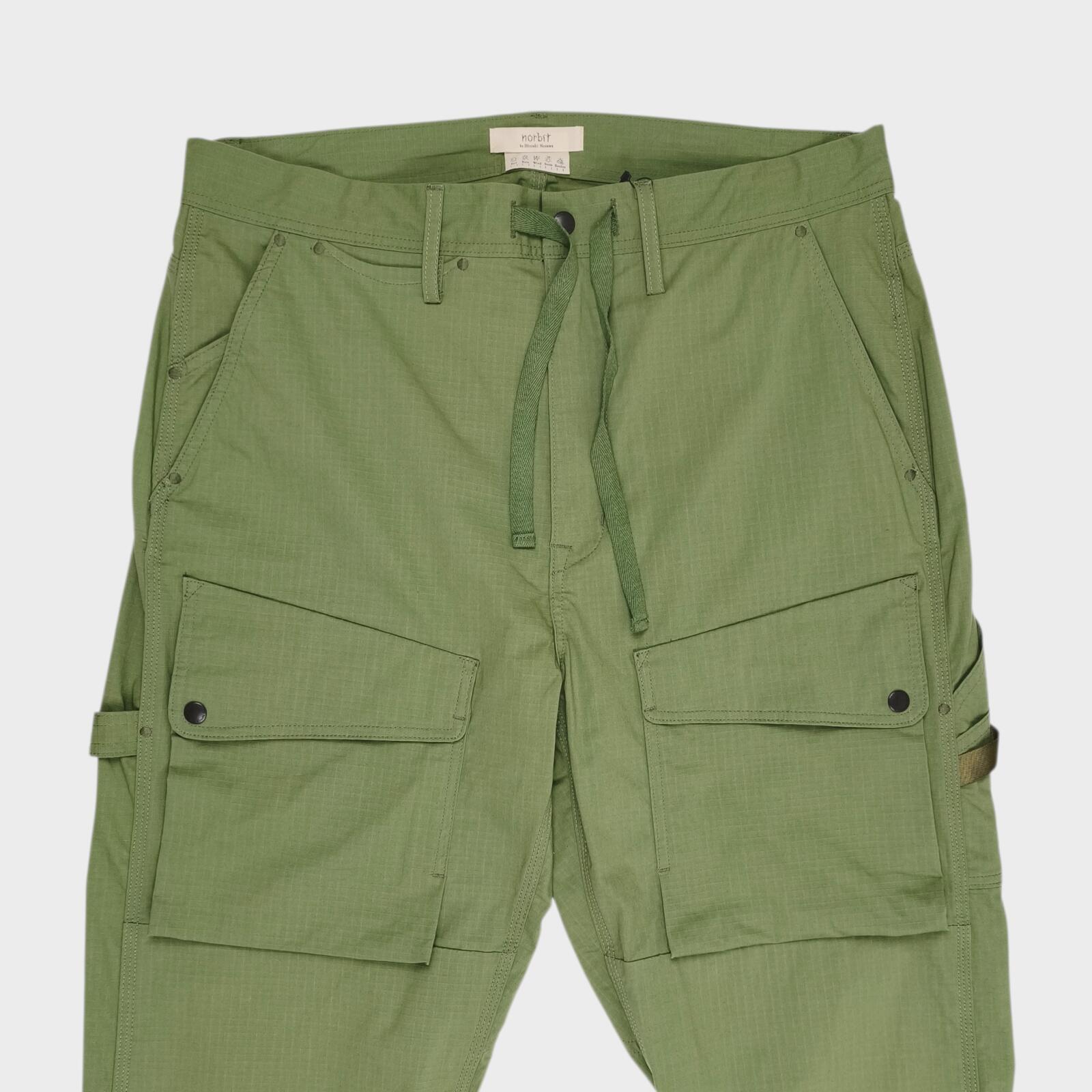 NORBIT BY HIROSHI NOZAWA Men's Olive Green Light Lip Camper's Cargo Trousers