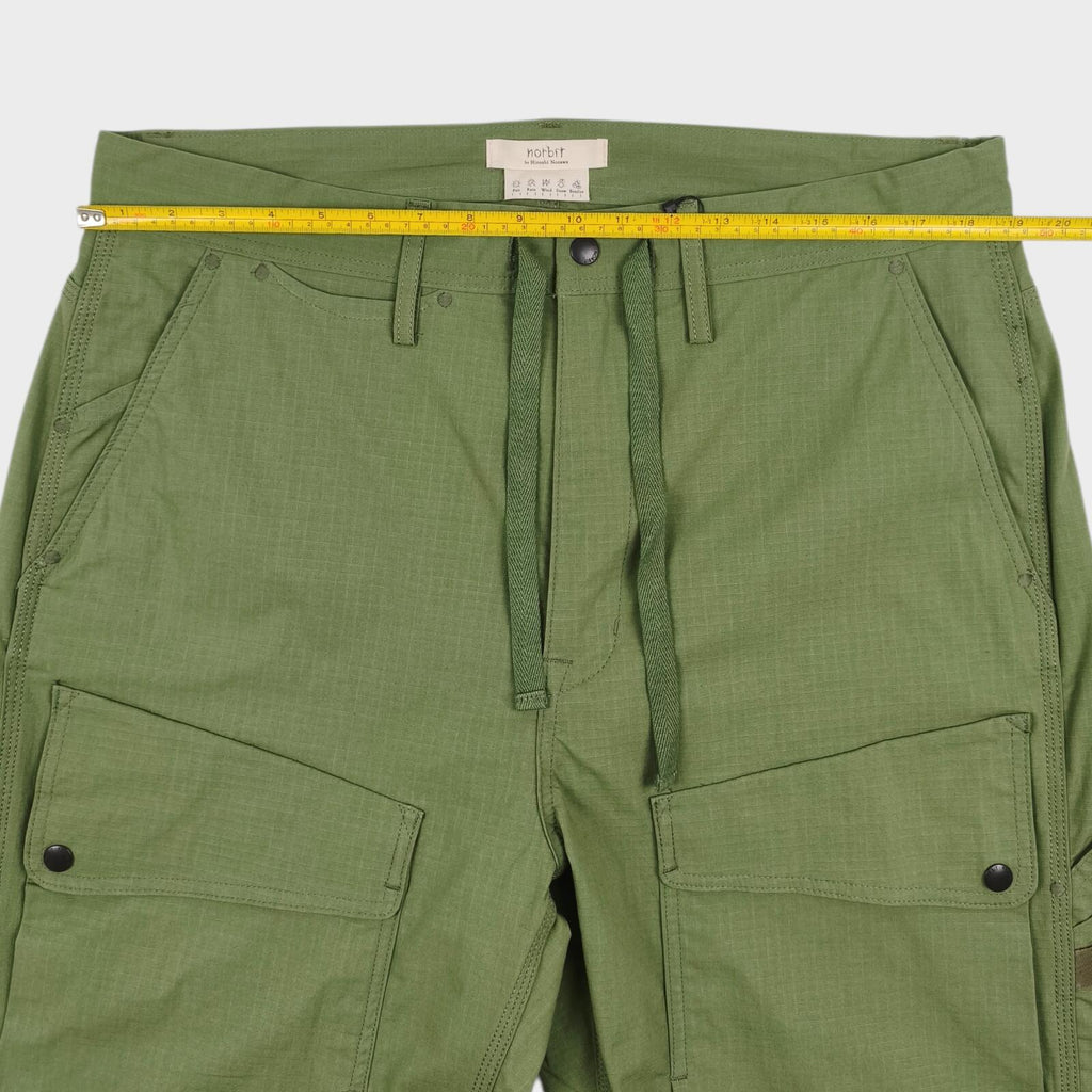 NORBIT BY HIROSHI NOZAWA Men's Olive Green Light Lip Camper's Cargo Trousers