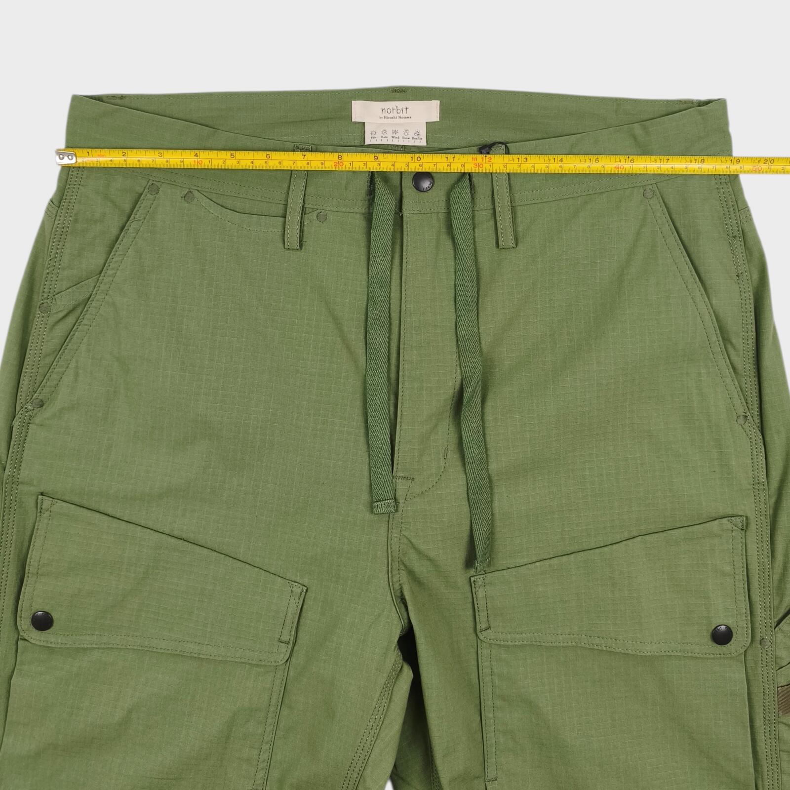 NORBIT BY HIROSHI NOZAWA Men's Olive Green Light Lip Camper's Cargo Trousers