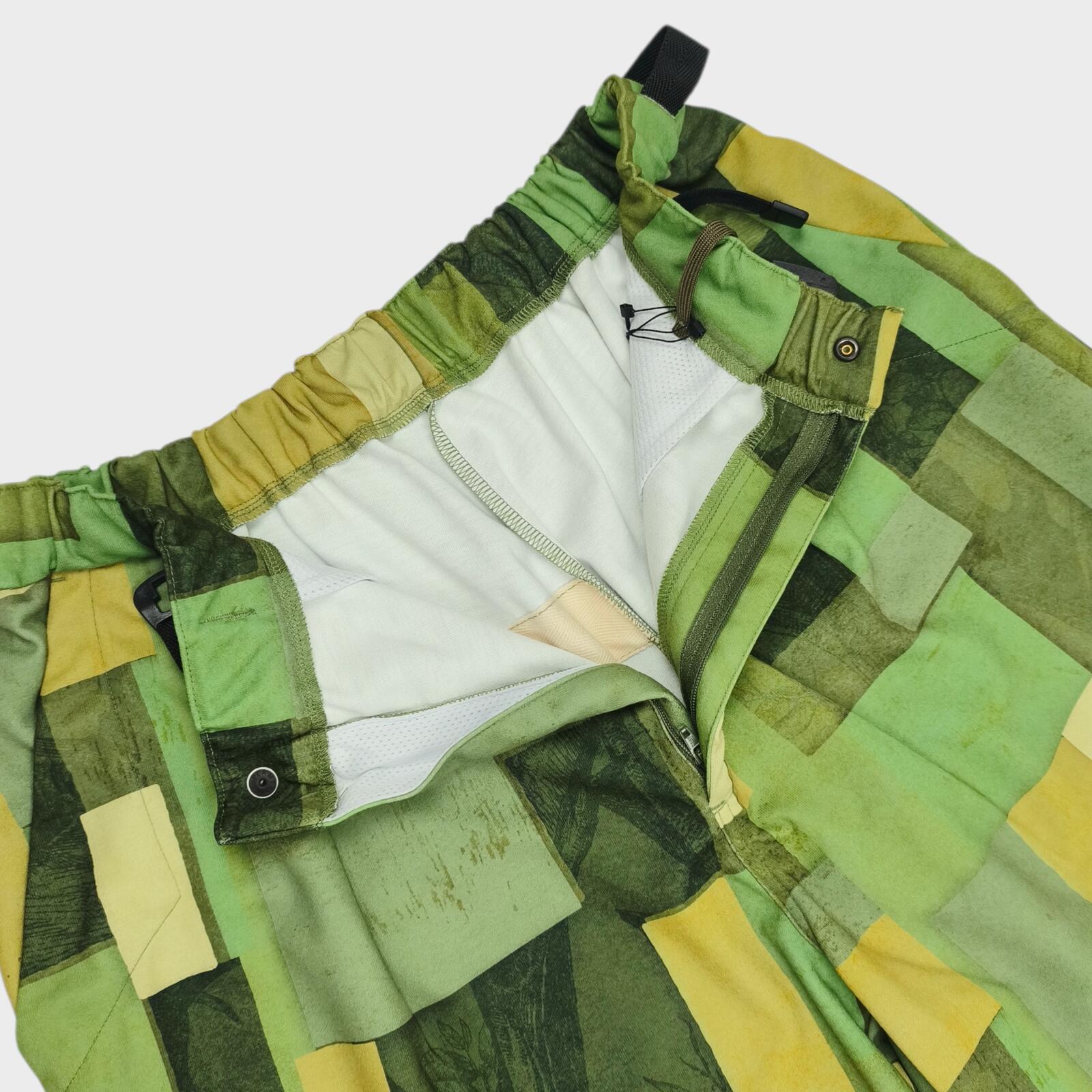 NORBIT BY HIROSHI NOZAWA Men's Green Geometric Print Aloha Shorts
