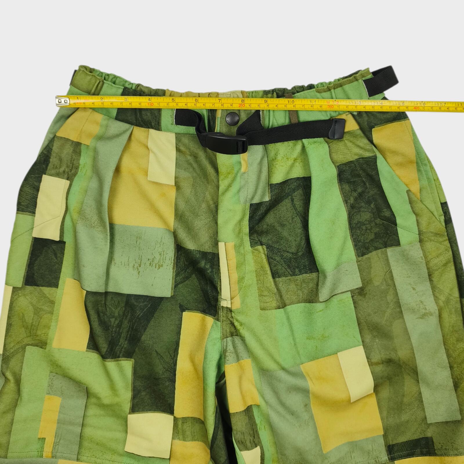 NORBIT BY HIROSHI NOZAWA Men's Green Geometric Print Aloha Shorts