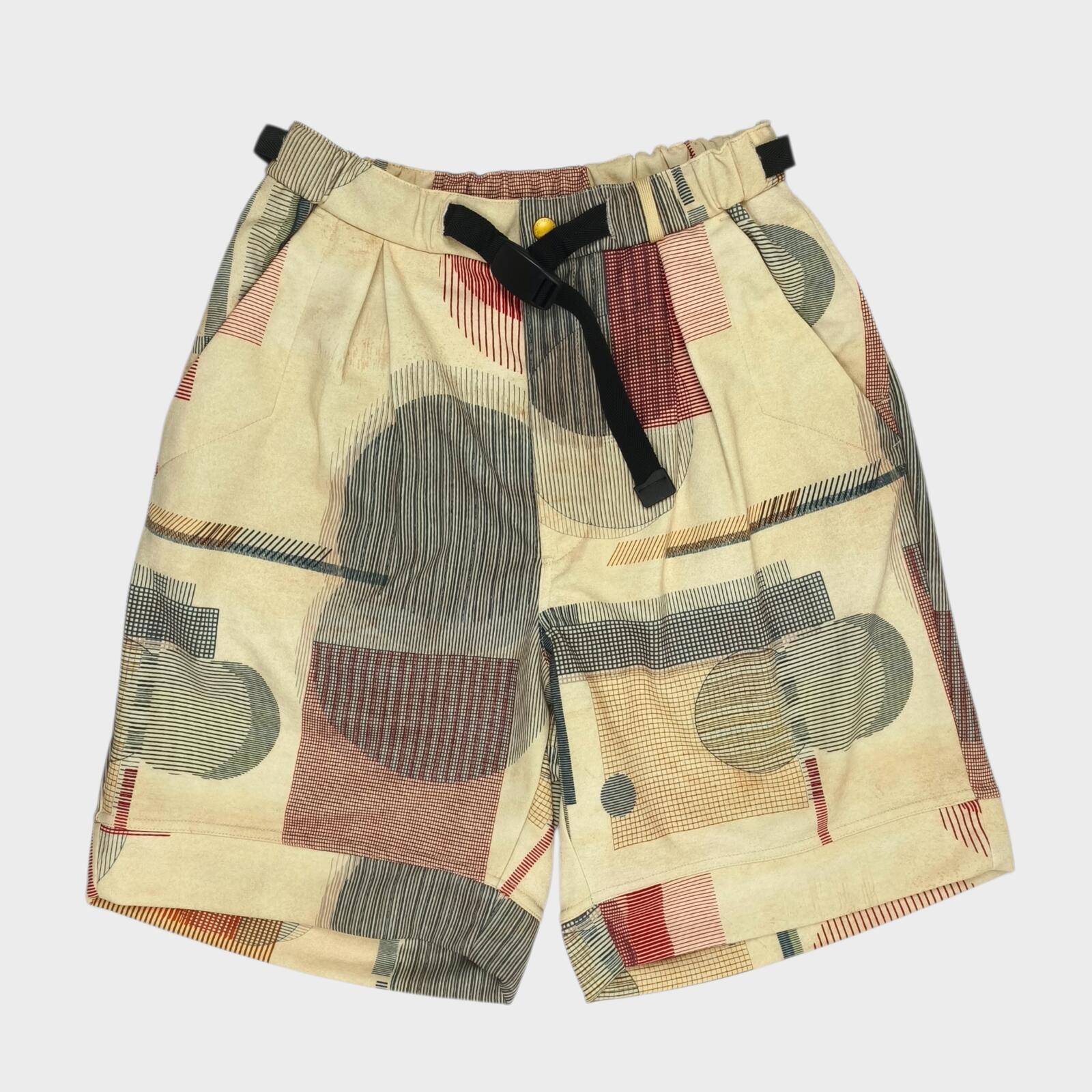 NORBIT BY HIROSHI NOZAWA Men's Beige Mid Century Camo Print Aloha Shorts