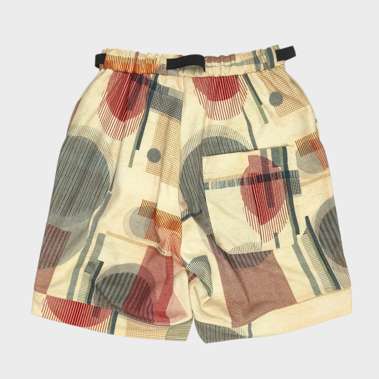NORBIT BY HIROSHI NOZAWA Men's Beige Mid Century Camo Print Aloha Shorts