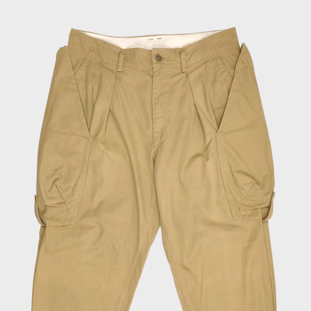 NORBIT BY HIROSHI NOZAWA Men's Beige Diamond Cargo Pocket Pleated Trousers