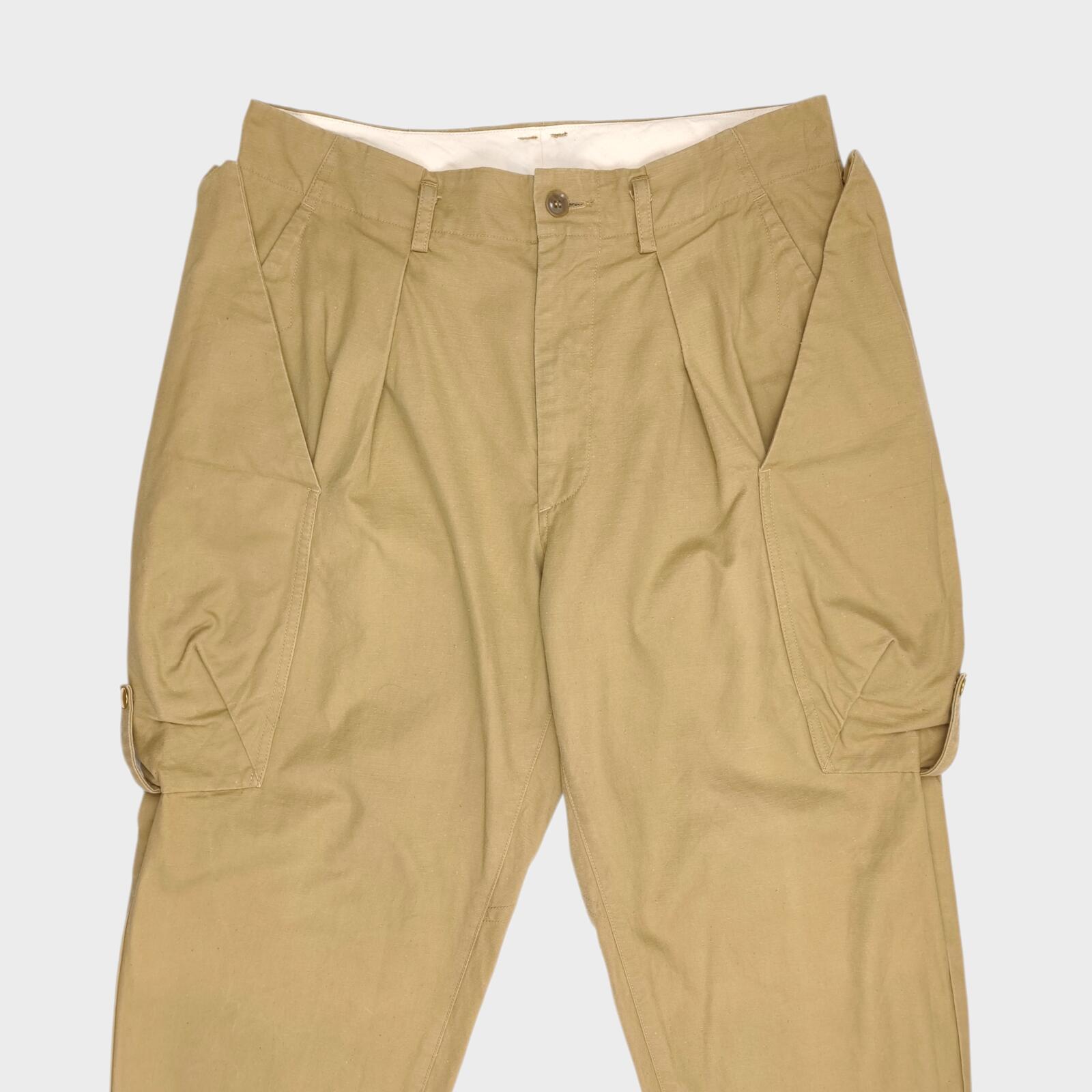 NORBIT BY HIROSHI NOZAWA Men's Beige Diamond Cargo Pocket Pleated Trousers