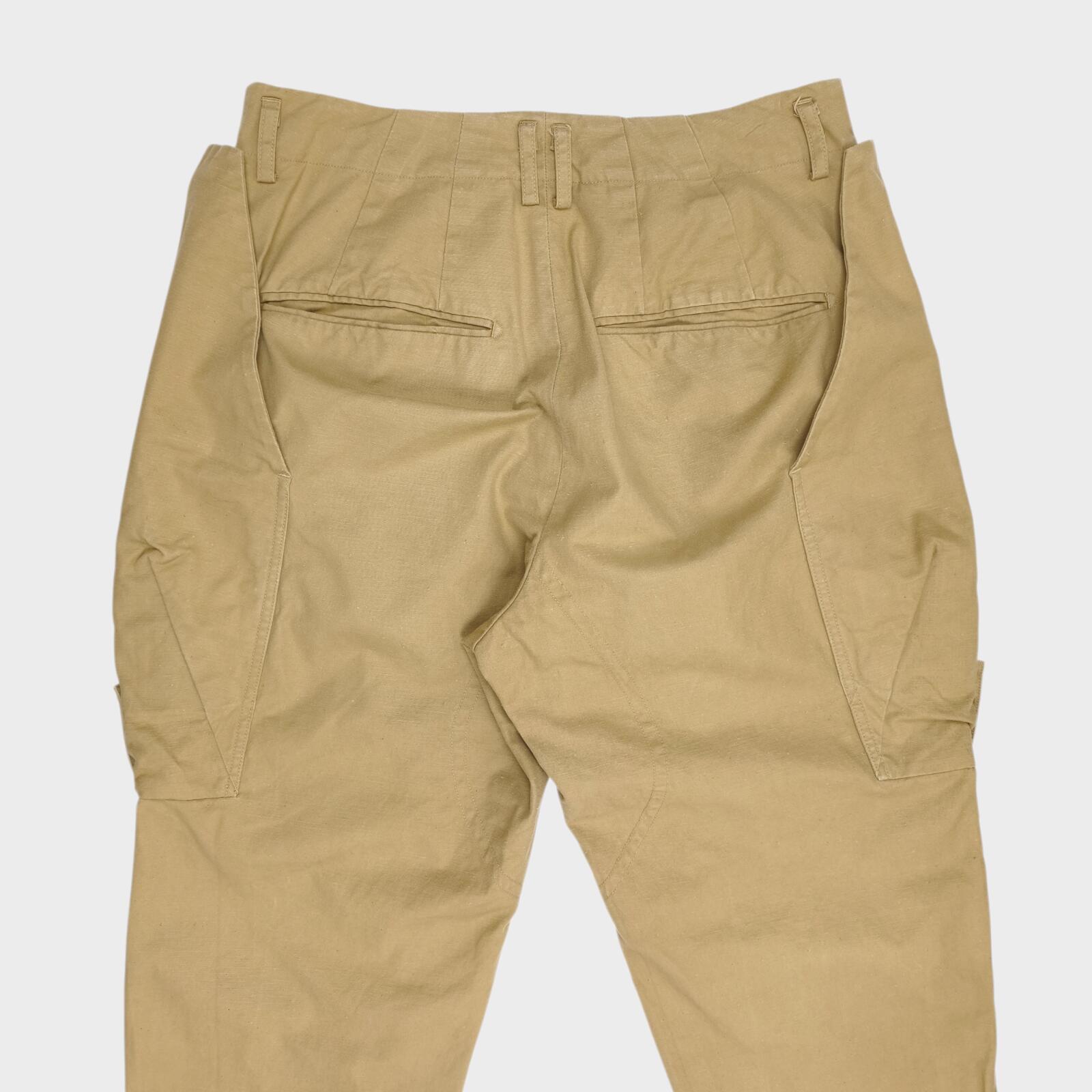 NORBIT BY HIROSHI NOZAWA Men's Beige Diamond Cargo Pocket Pleated Trousers