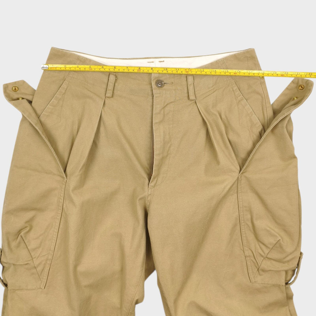 NORBIT BY HIROSHI NOZAWA Men's Beige Diamond Cargo Pocket Pleated Trousers