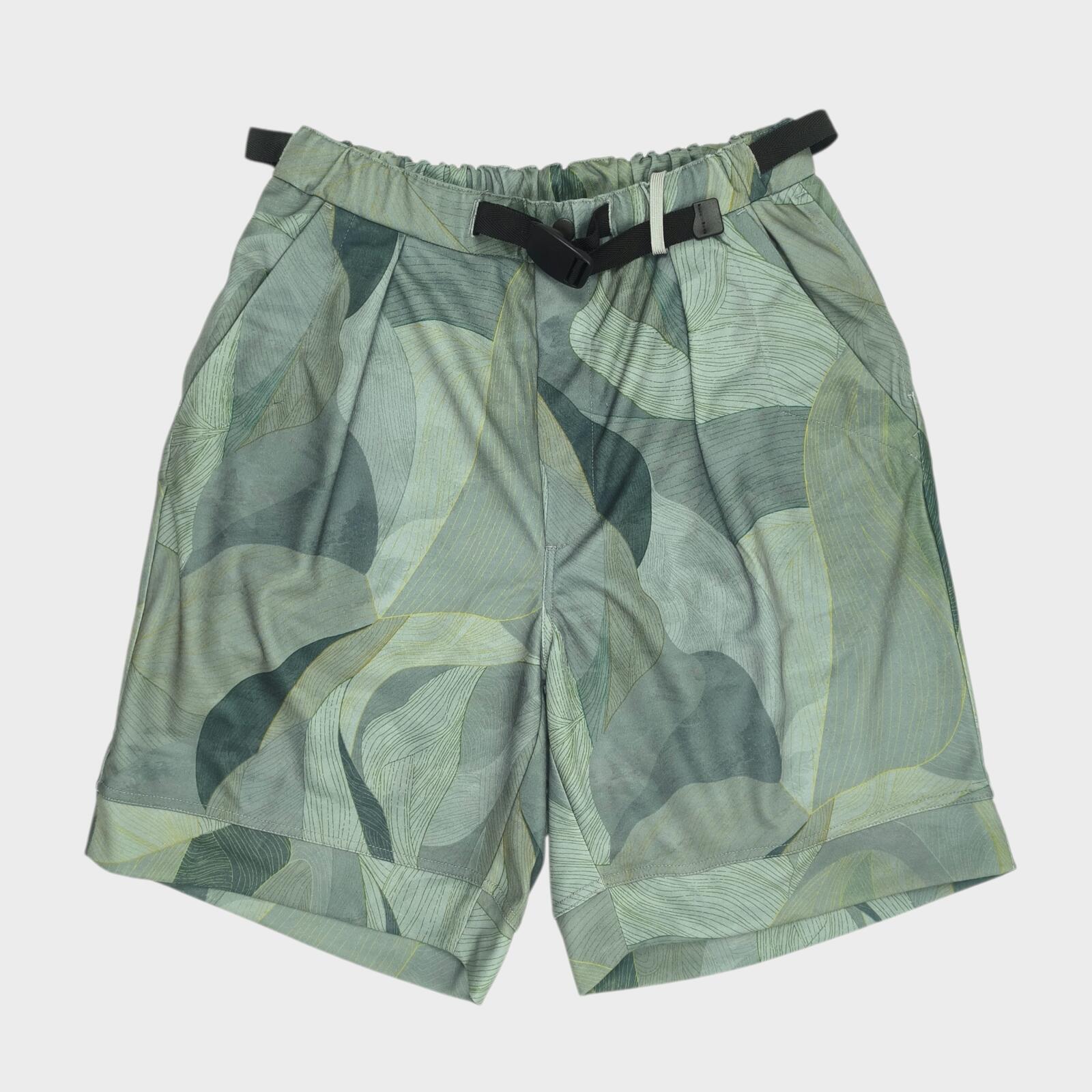 NORBIT BY HIROSHI NOZAWA Men's Grey Art Camo Print Aloha Shorts