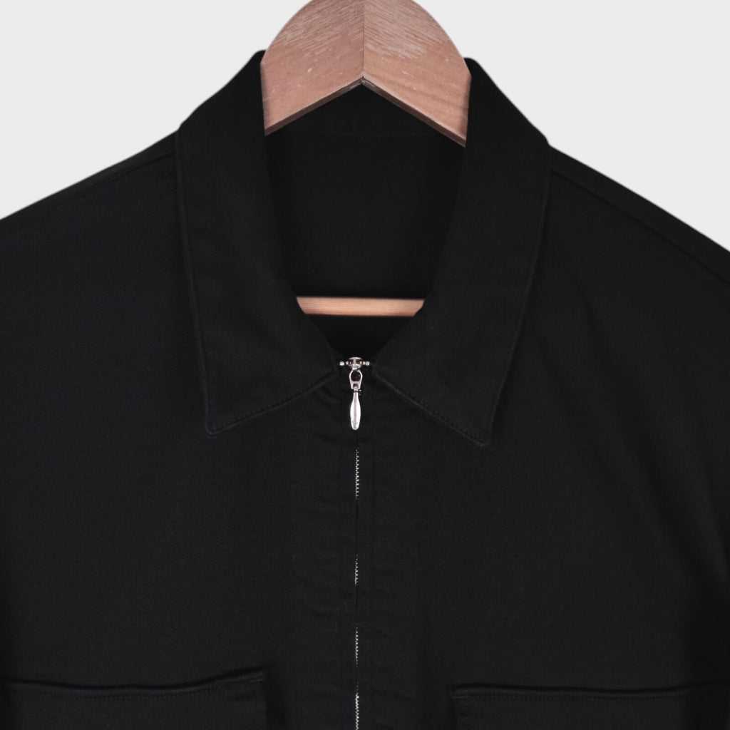 EDWIN Japan Men's Black Stretch Cotton Relaxed Fit Cropped Blouson Jacket