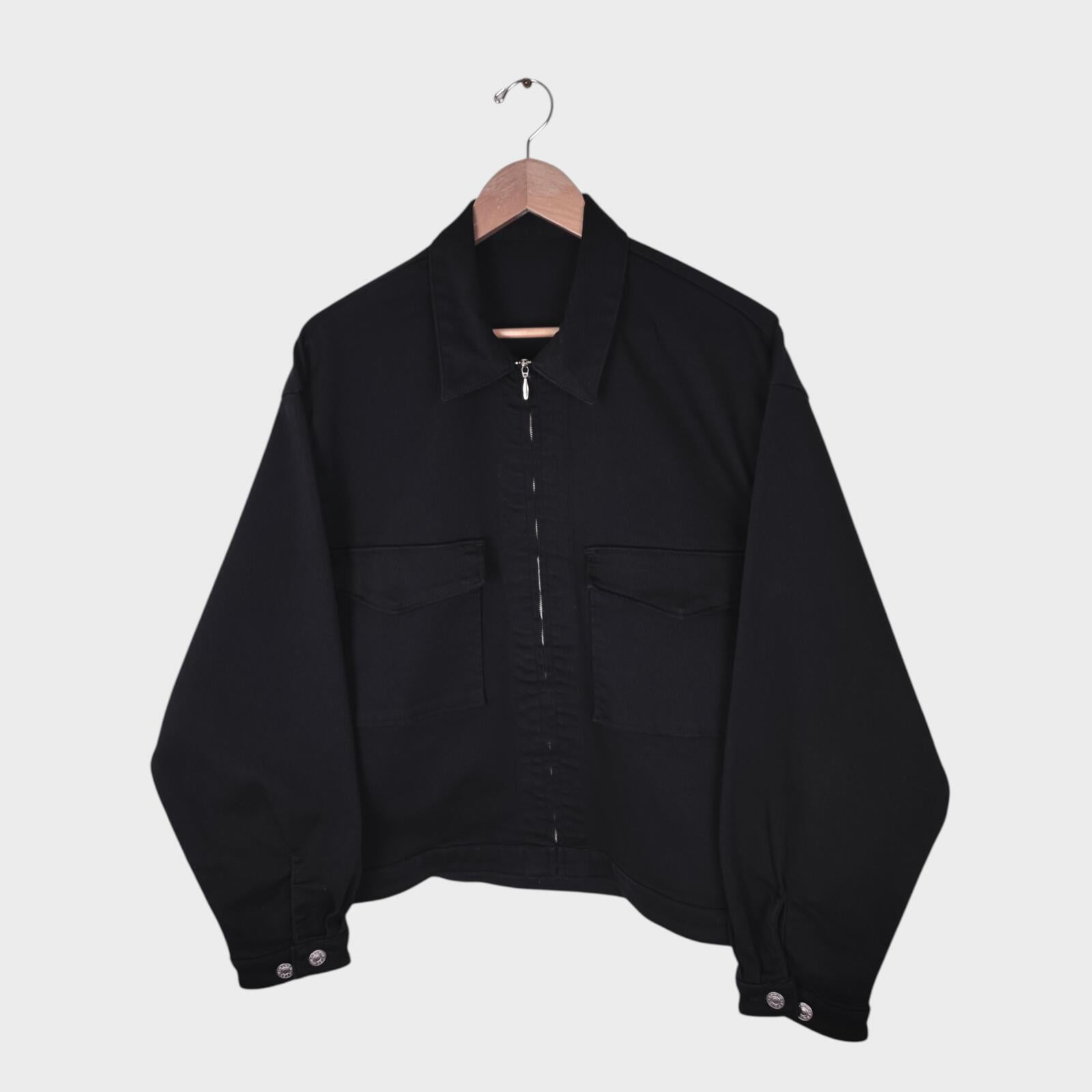 EDWIN Japan Men's Black Stretch Cotton Relaxed Fit Cropped Blouson Jacket