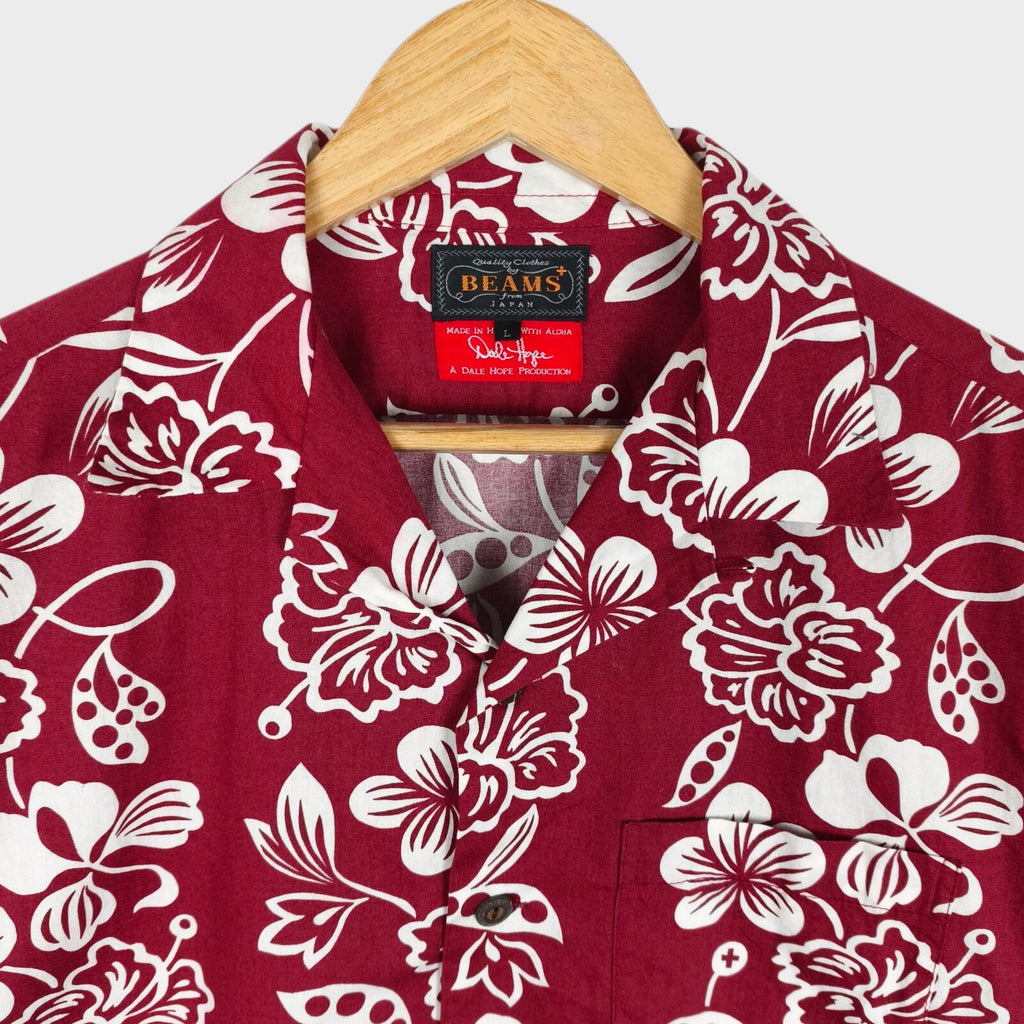 BEAMS PLUS x DALE HOPE Men's Made in USA Burgundy Floral Print Shirt
