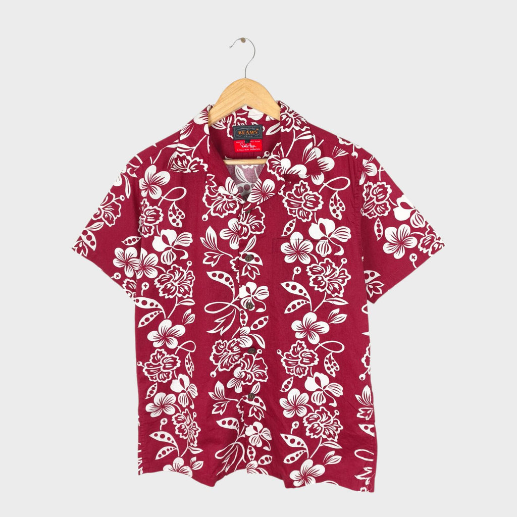 BEAMS PLUS x DALE HOPE Men's Made in USA Burgundy Floral Print Shirt