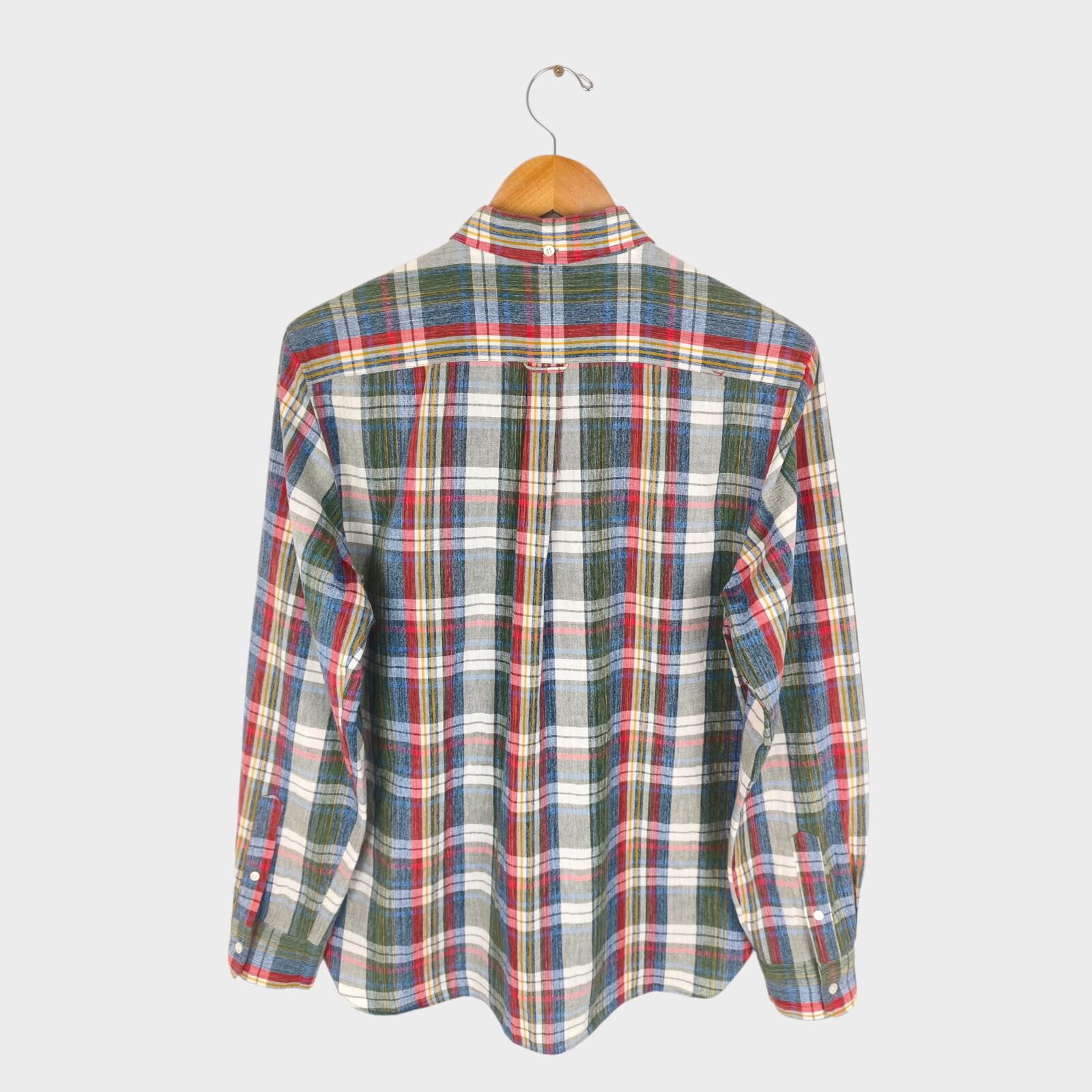 BEAMS PLUS Men's Made in Japan Cotton/Linen Blend Check Shirt