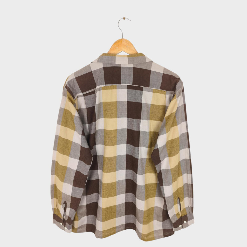 BEAMS PLUS Men's Made in Japan Checked Camp Collar Shirt