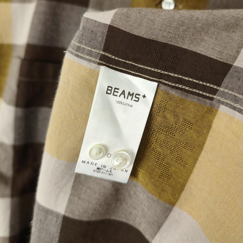 BEAMS PLUS Men's Made in Japan Checked Camp Collar Shirt