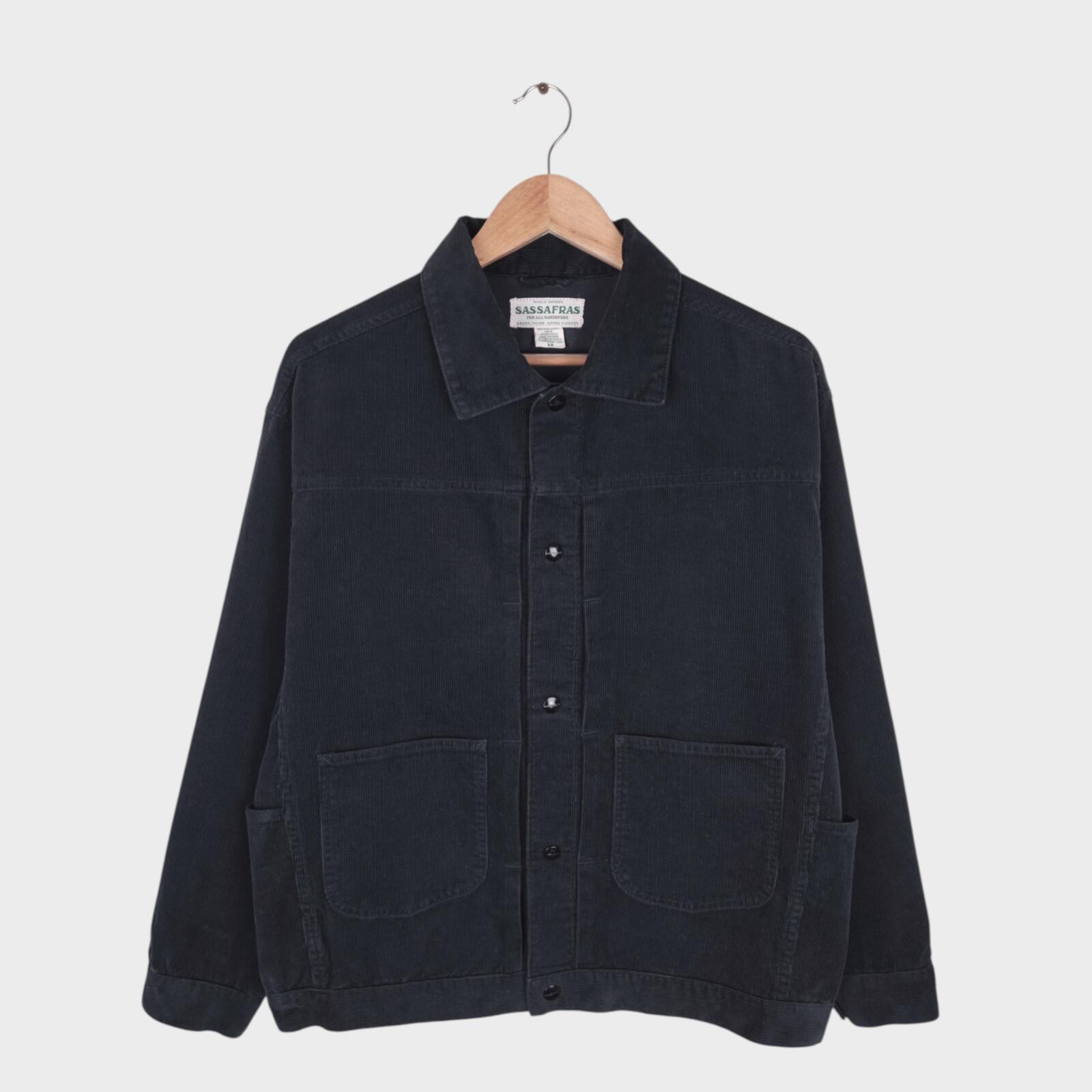 SASSAFRAS Men's Made in Japan Dark Grey Gardener Trucker Jacket