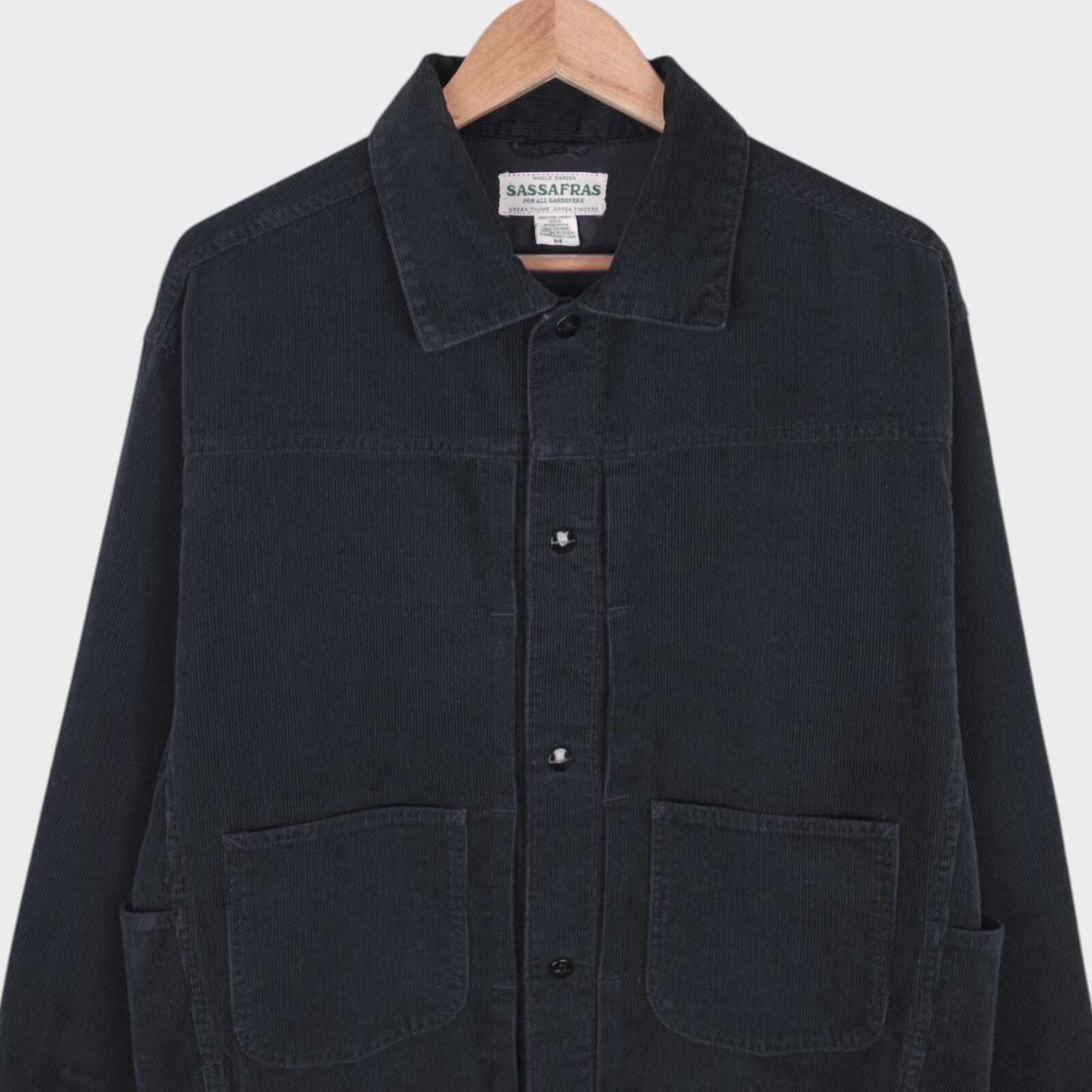 SASSAFRAS Men's Made in Japan Dark Grey Gardener Trucker Jacket