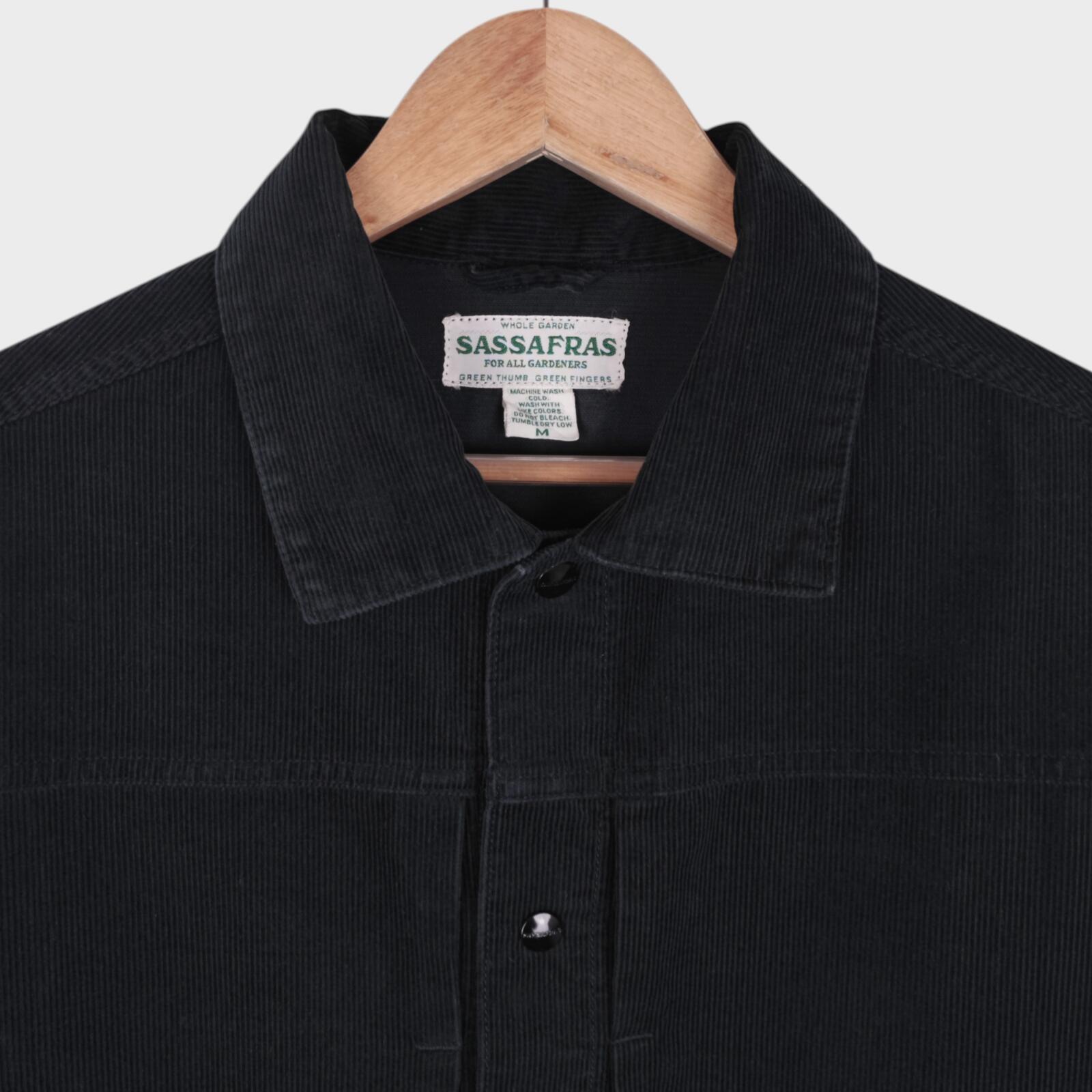 SASSAFRAS Men's Made in Japan Dark Grey Gardener Trucker Jacket