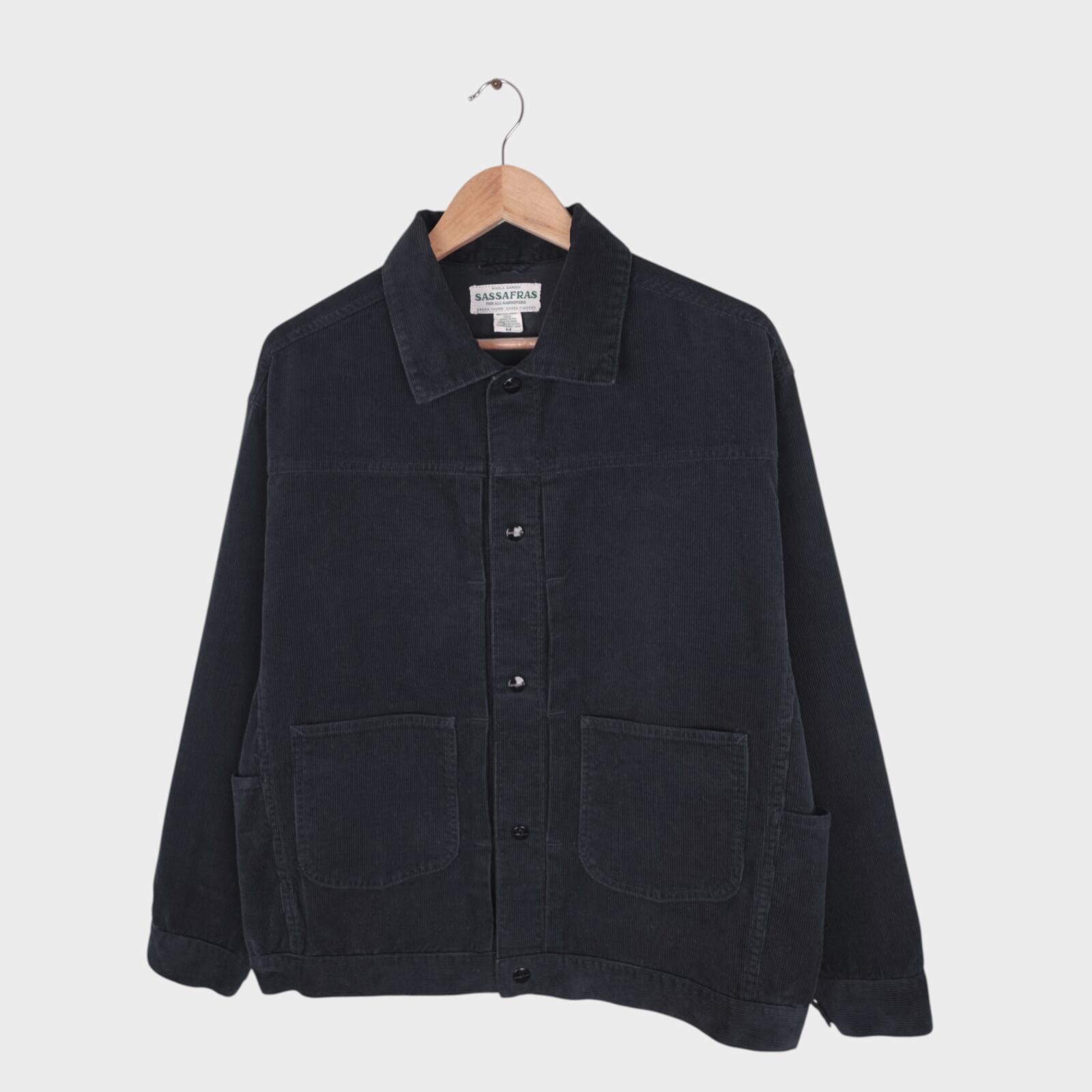 SASSAFRAS Men's Made in Japan Dark Grey Gardener Trucker Jacket