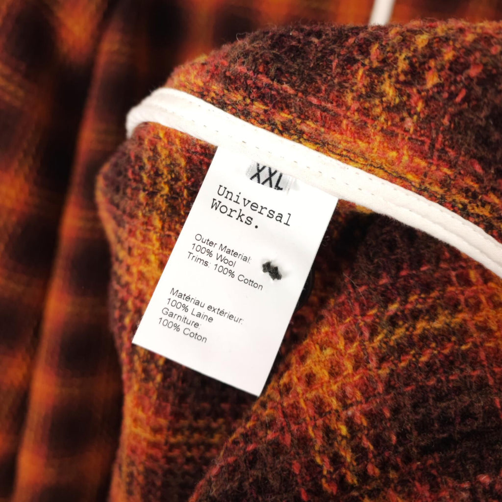 UNIVERSAL WORKS Men's Orange Check 100% Wool Waffle Knit Bakers Jacket