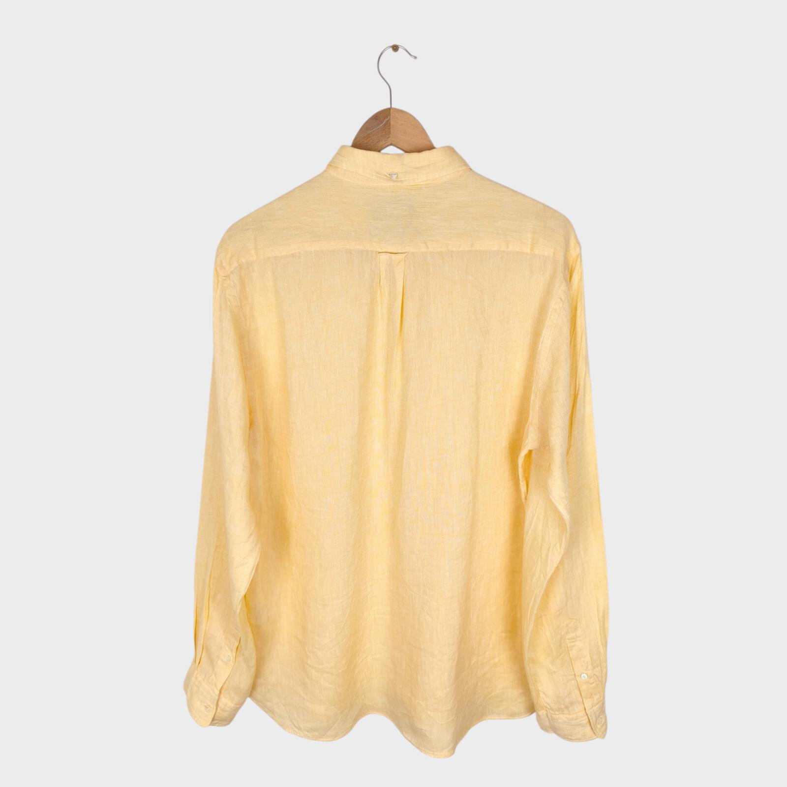 BEAMS PLUS Men's Made in Japan Light Yellow 100% Linen Shirt