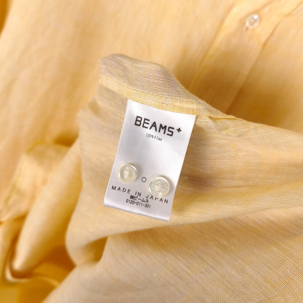 BEAMS PLUS Men's Made in Japan Light Yellow 100% Linen Shirt