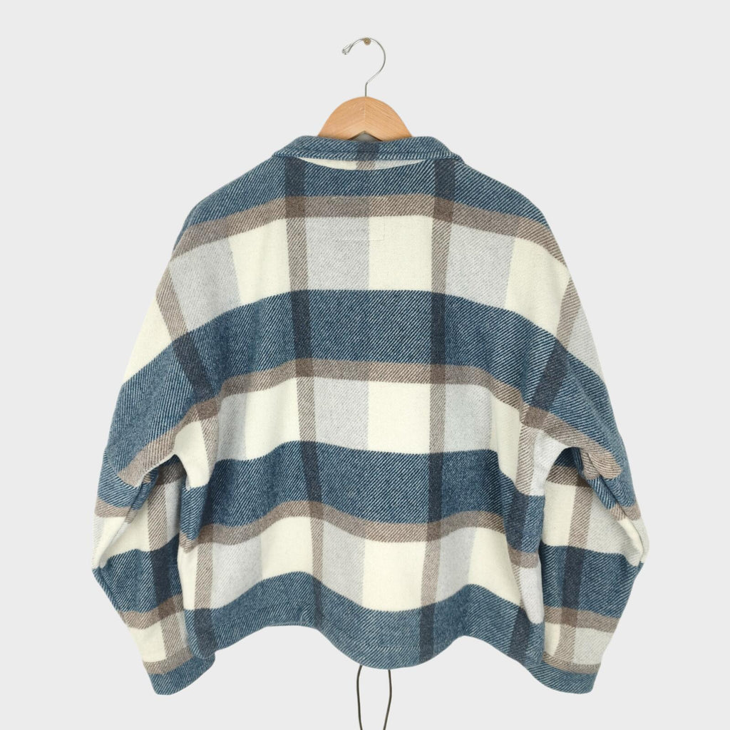 HEBTROCO Men's Made in England Wool Blend Checked Blanket Smock