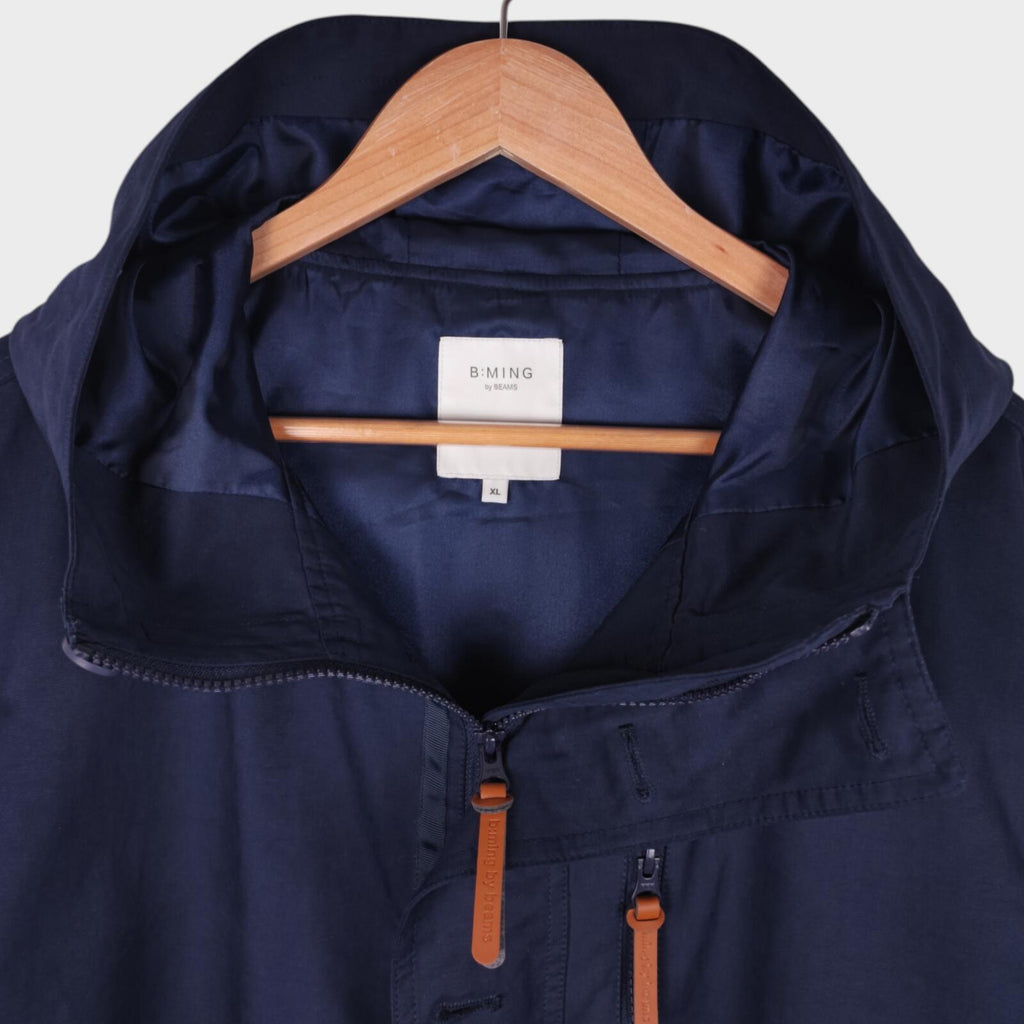 BEAMS B:MING Men's Navy Blue Waterproof Mountain Parka Jacket