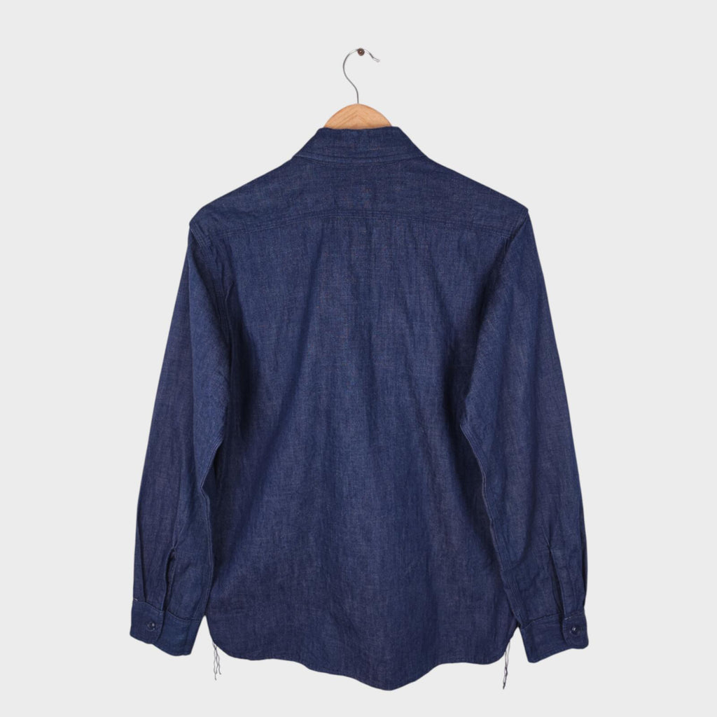 SUGAR CANE Men's Made in USA Dark Blue Denim Shirt