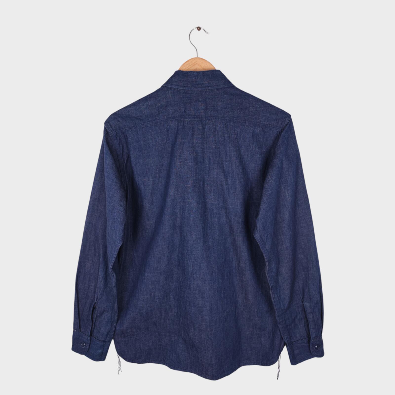 SUGAR CANE Men's Made in USA Dark Blue Denim Shirt