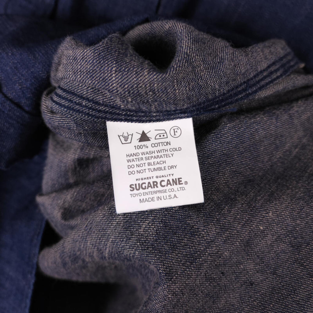 SUGAR CANE Men's Made in USA Dark Blue Denim Shirt