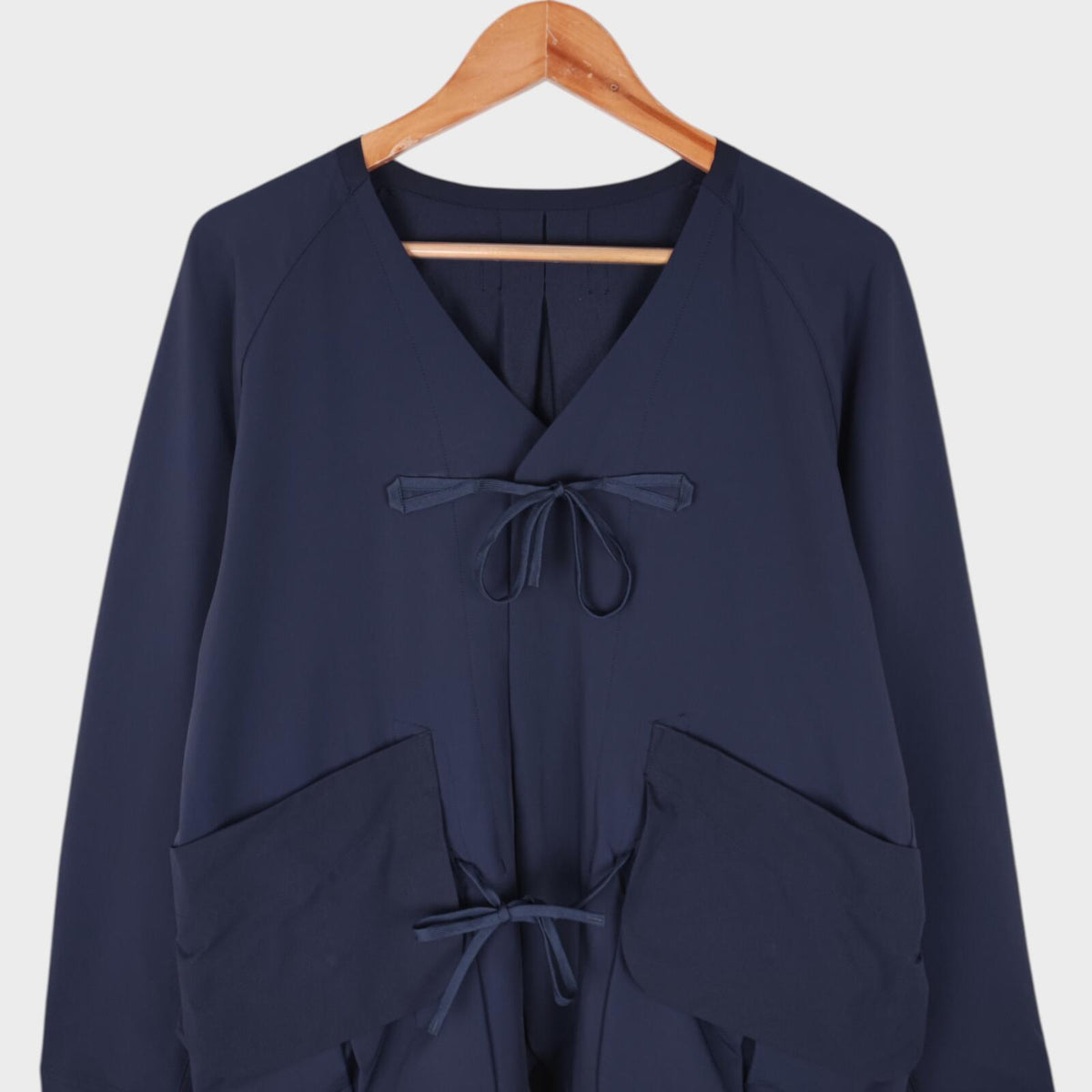 NORBIT BY HIROSHI NOZAWA Men's Navy Blue 4-Way Stretch Samue Kimono Jacket