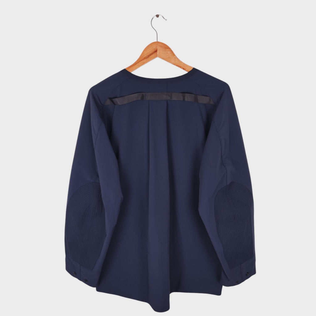 NORBIT BY HIROSHI NOZAWA Men's Navy Blue 4-Way Stretch Samue Kimono Jacket