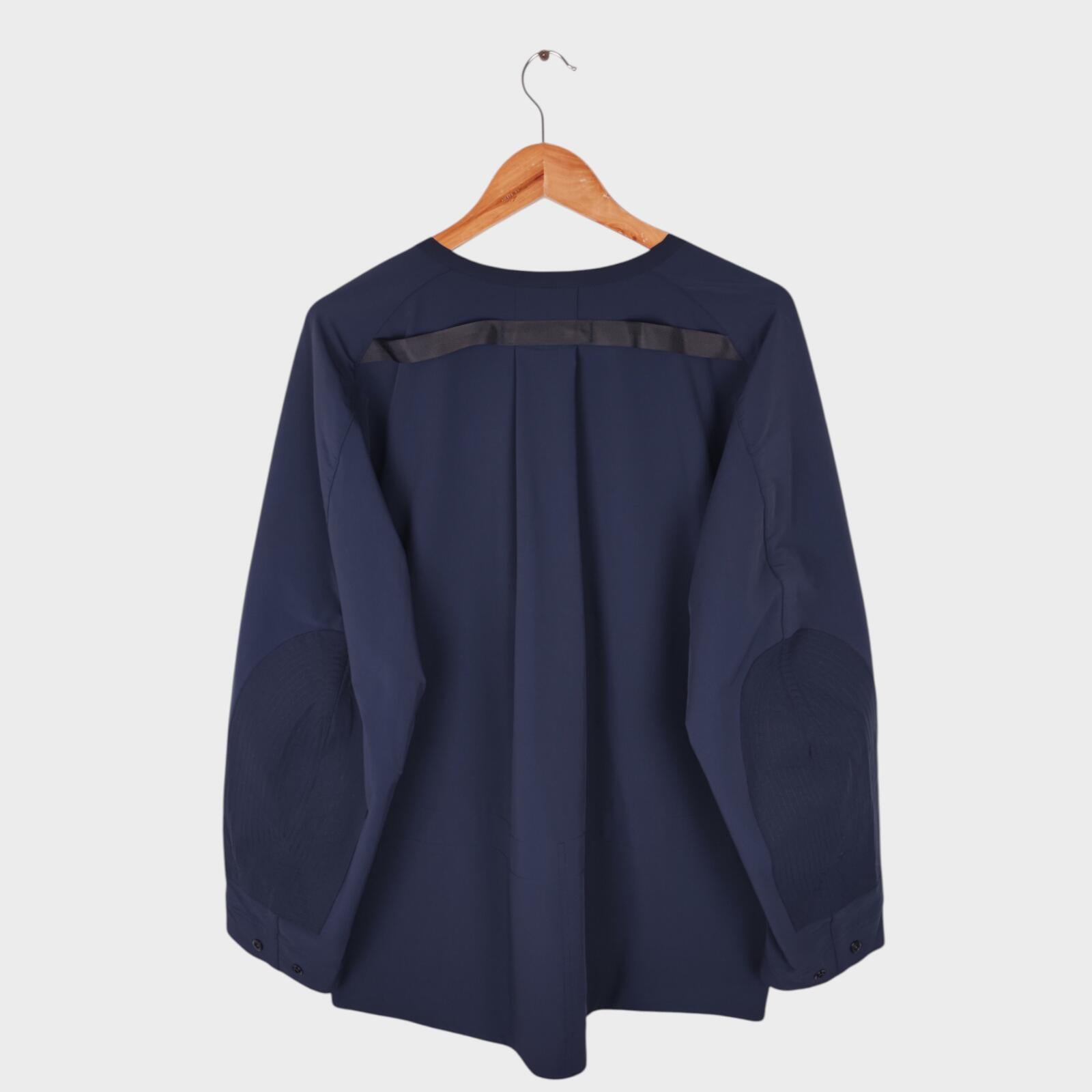 NORBIT BY HIROSHI NOZAWA Men's Navy Blue 4-Way Stretch Samue Kimono Jacket
