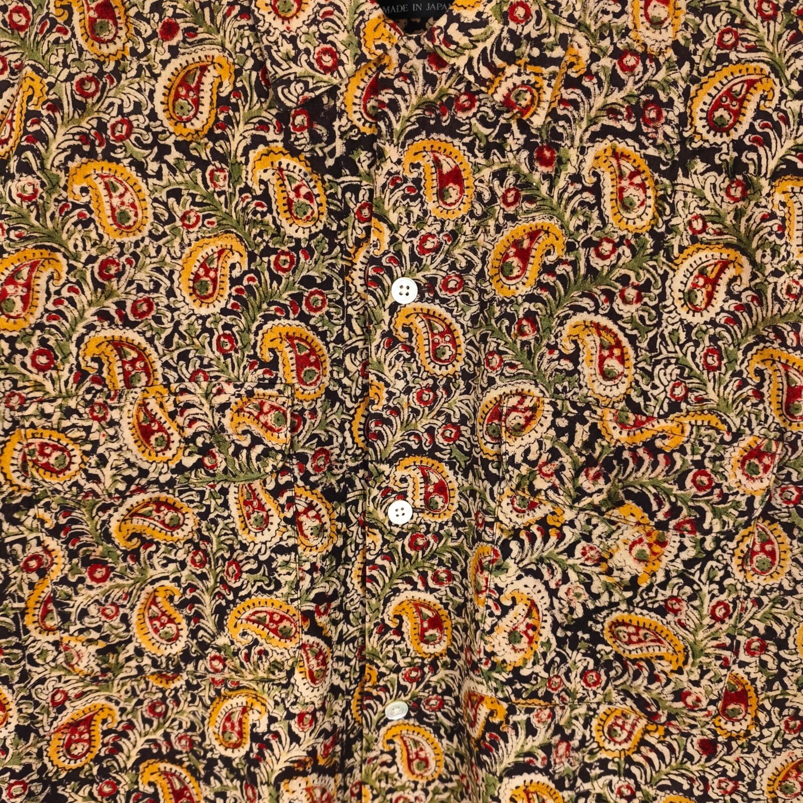 BEAMS PLUS Men's Made in Japan Floral Paisley Print Camp Collar Vacation Shirt