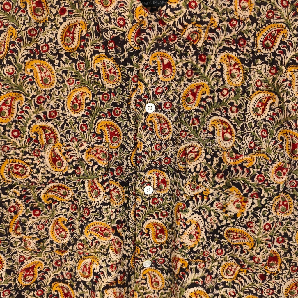 BEAMS PLUS Men's Made in Japan Floral Paisley Print Camp Collar Vacation Shirt