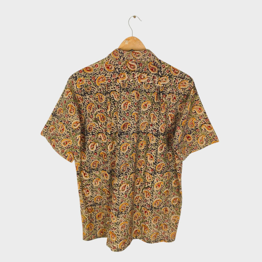 BEAMS PLUS Men's Made in Japan Floral Paisley Print Camp Collar Vacation Shirt