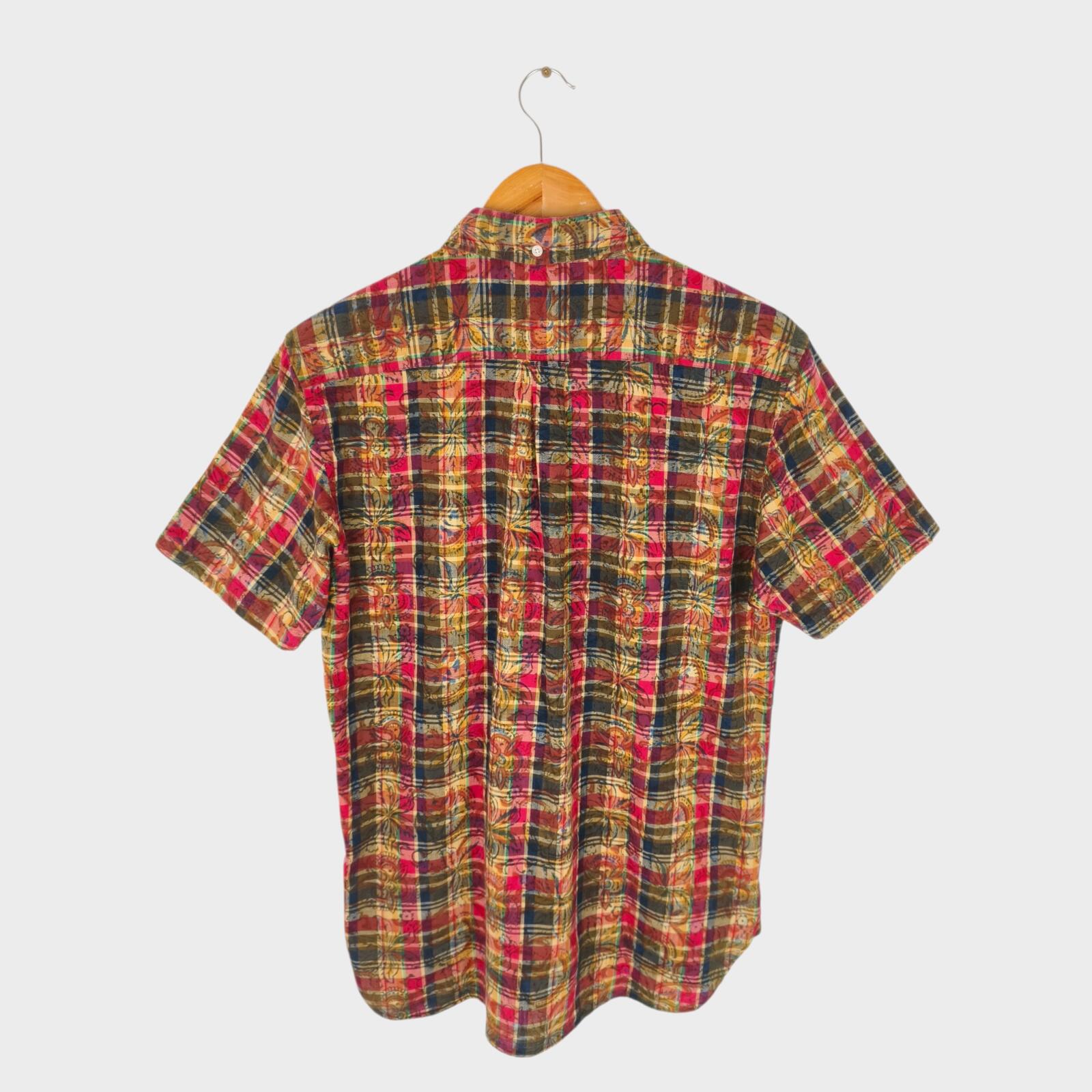BEAMS PLUS Men's Made in Japan Floral Madras Button Down Shirt