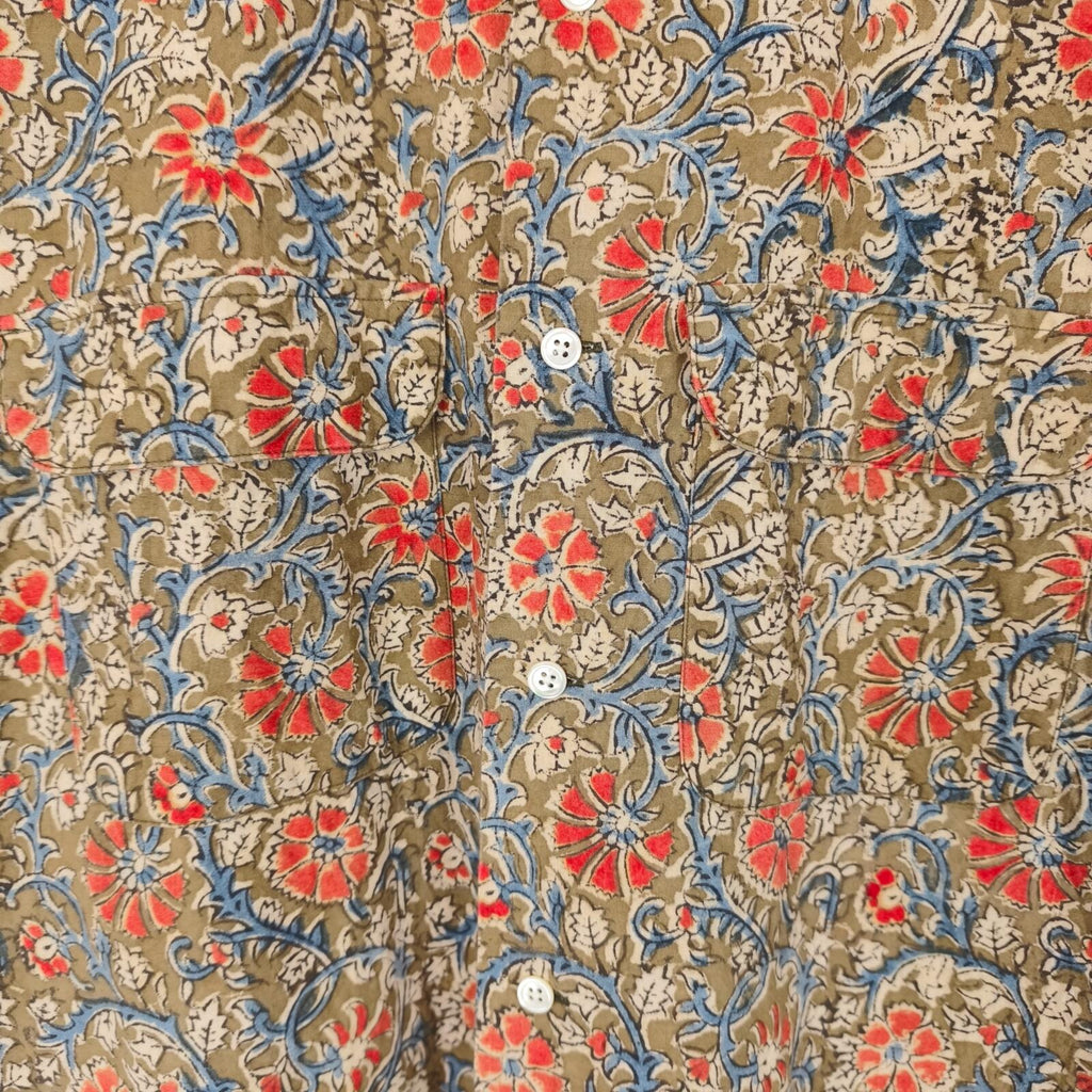 BEAMS PLUS Men's Made in Japan Floral Print Camp Collar Vacation Shirt