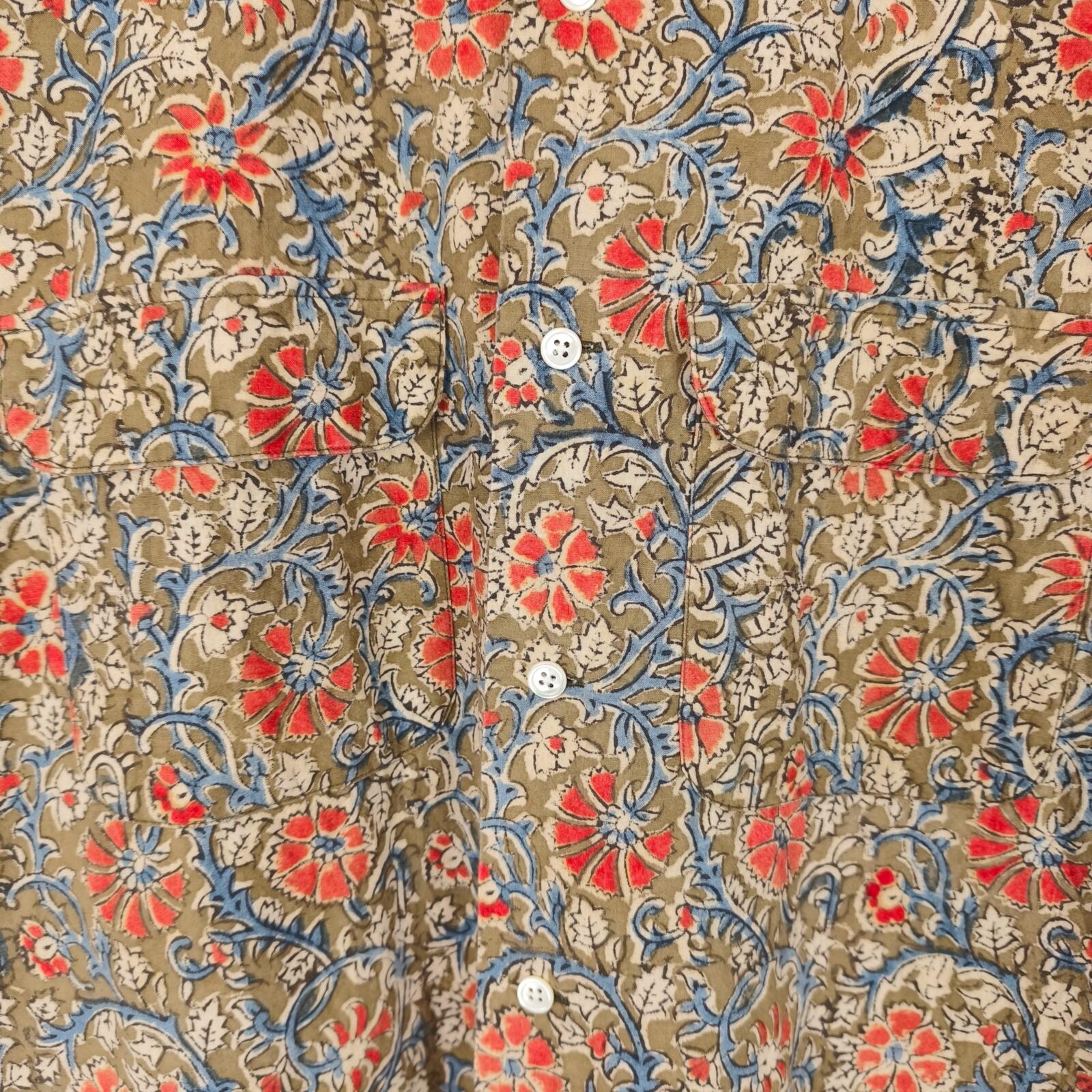 BEAMS PLUS Men's Made in Japan Floral Print Camp Collar Vacation Shirt