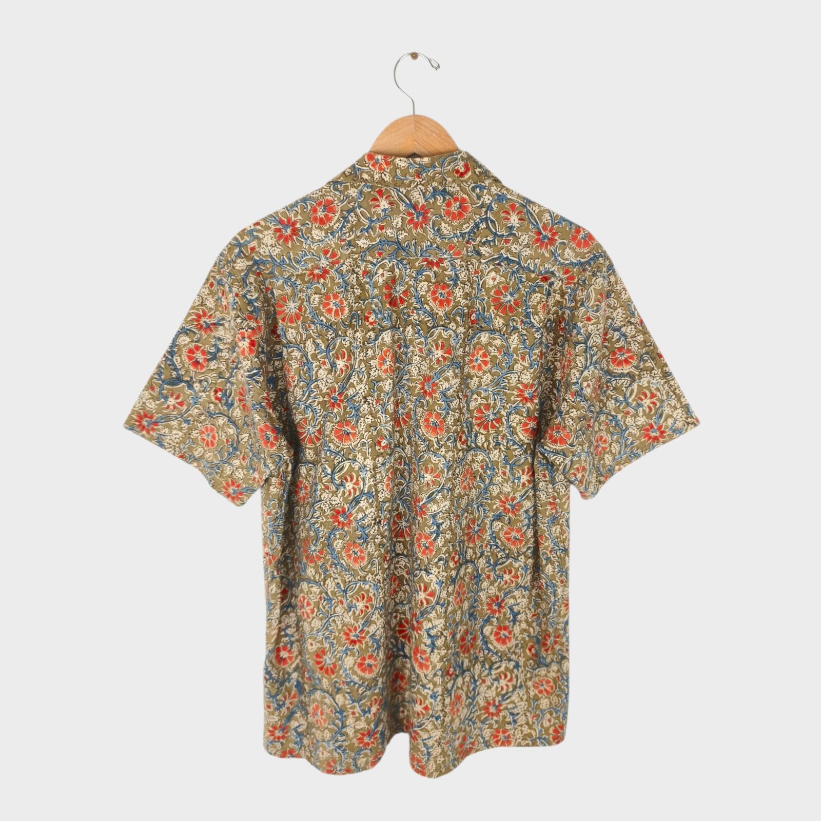 BEAMS PLUS Men's Made in Japan Floral Print Camp Collar Vacation Shirt