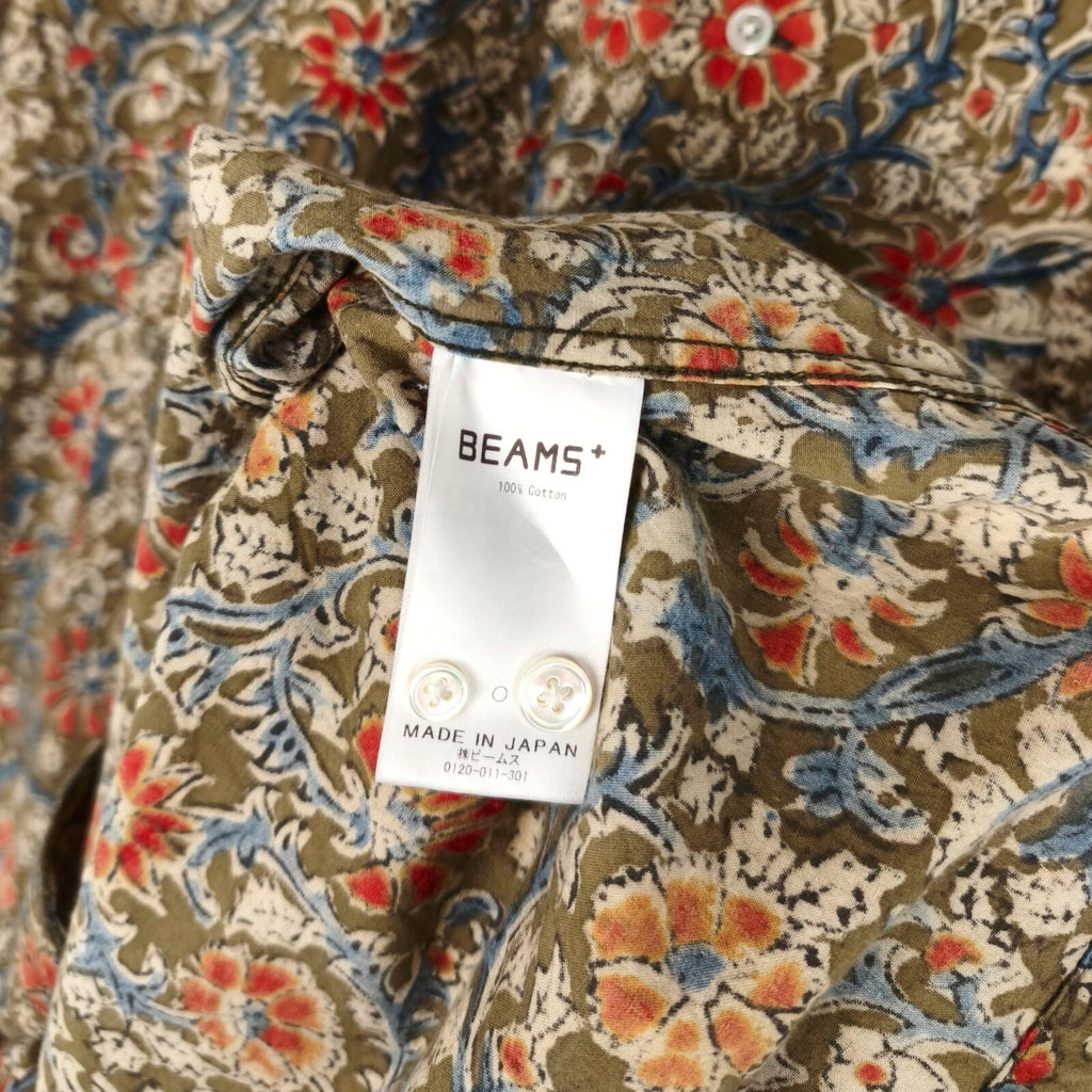BEAMS PLUS Men's Made in Japan Floral Print Camp Collar Vacation Shirt