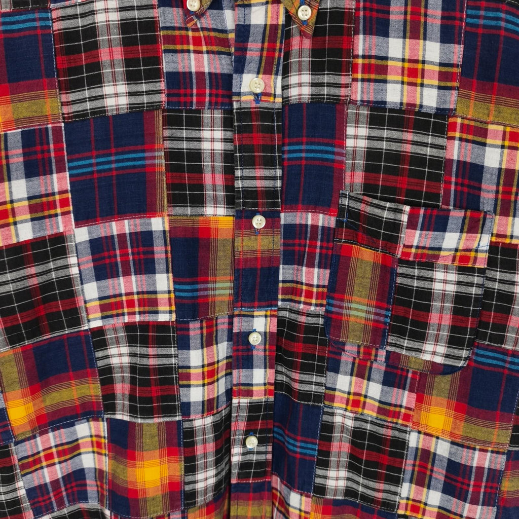 SUGAR CANE Men's Made in Japan Madras Patchwork Short Sleeved Shirt
