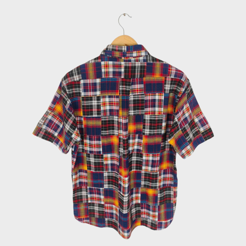 SUGAR CANE Men's Made in Japan Madras Patchwork Short Sleeved Shirt